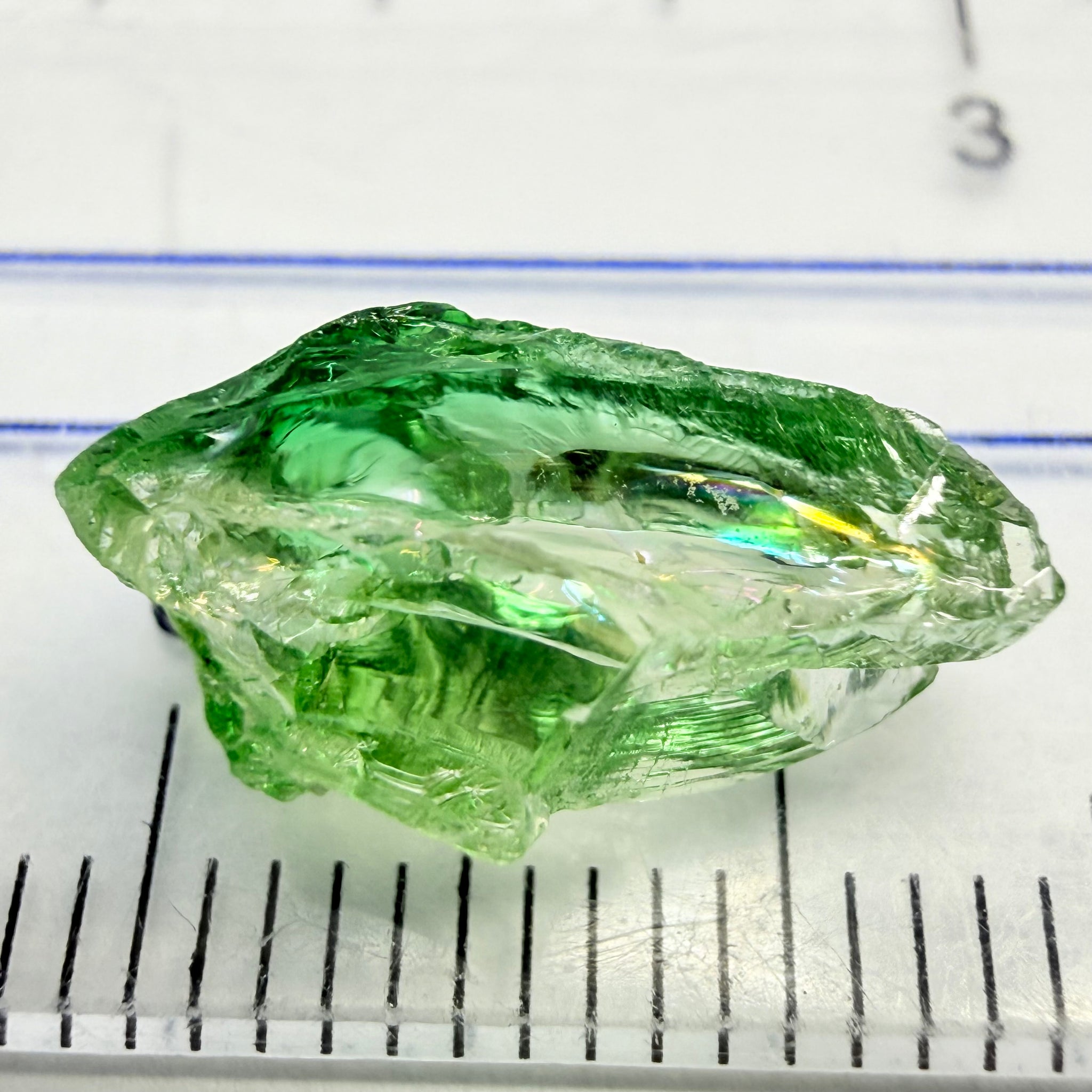 Chrome Tourmaline, 3.63ct, Laletema, Tanzania, Untreated Unheated, flat, included and colour zoned