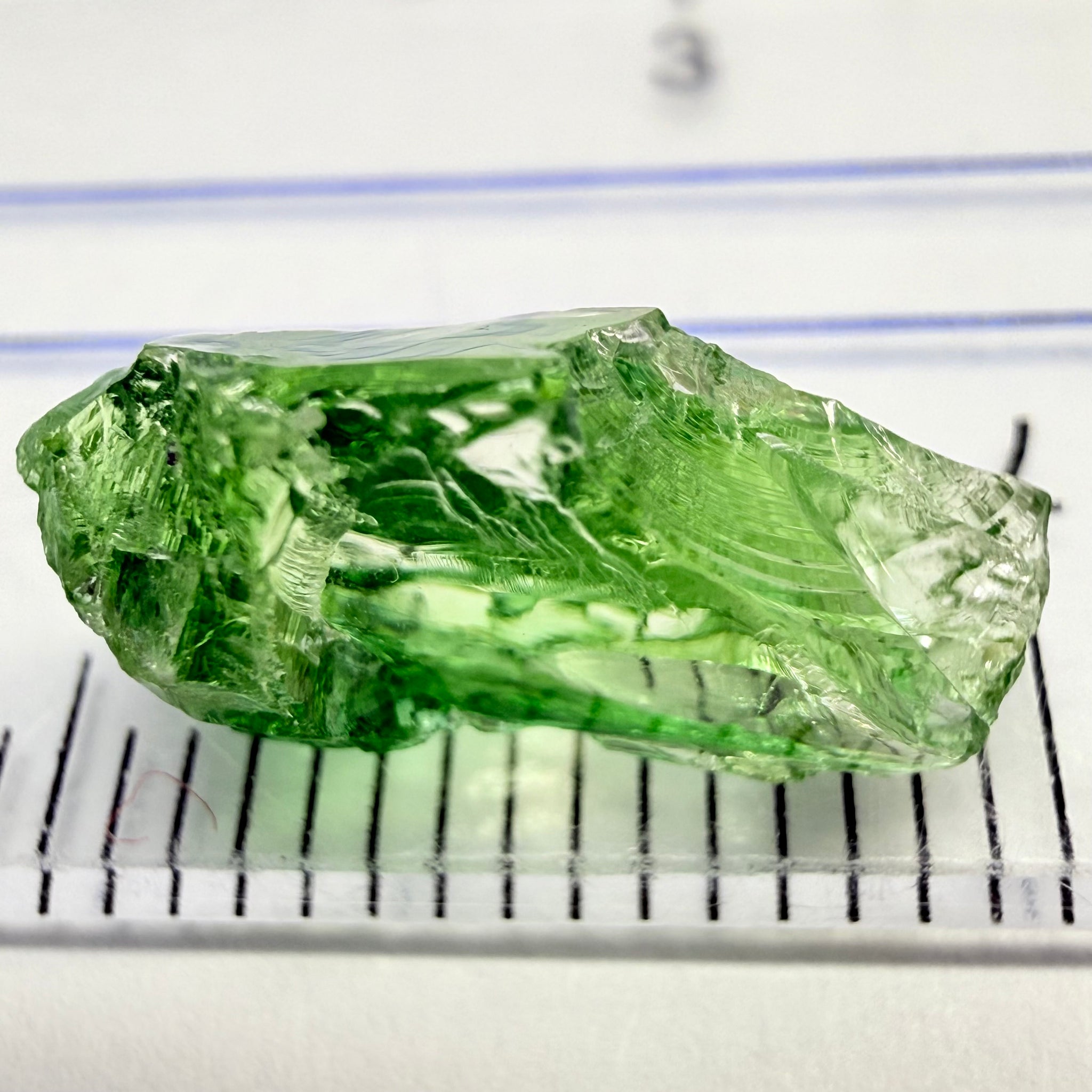 Chrome Tourmaline, 3.63ct, Laletema, Tanzania, Untreated Unheated, flat, included and colour zoned