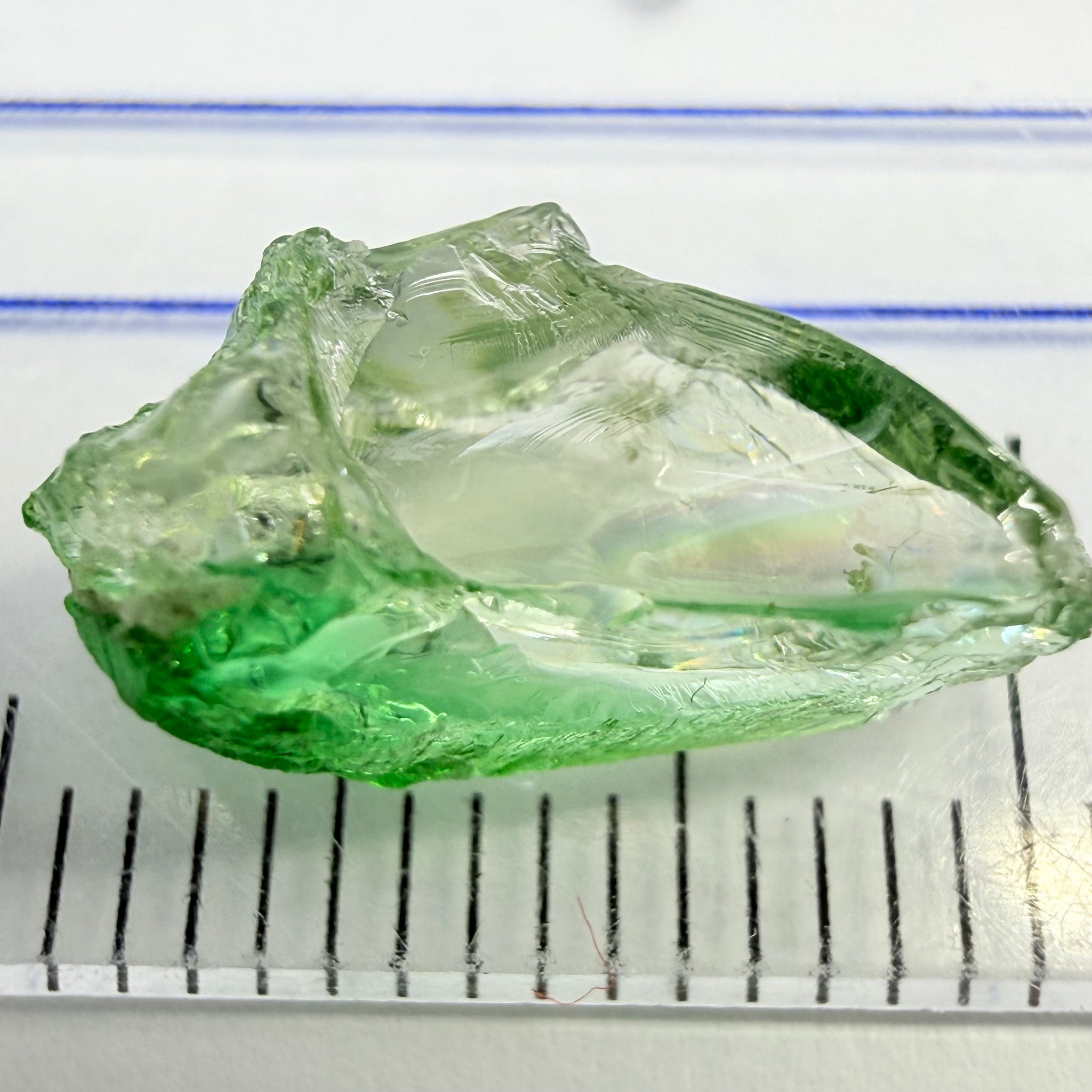 Chrome Tourmaline, 3.63ct, Laletema, Tanzania, Untreated Unheated, flat, included and colour zoned