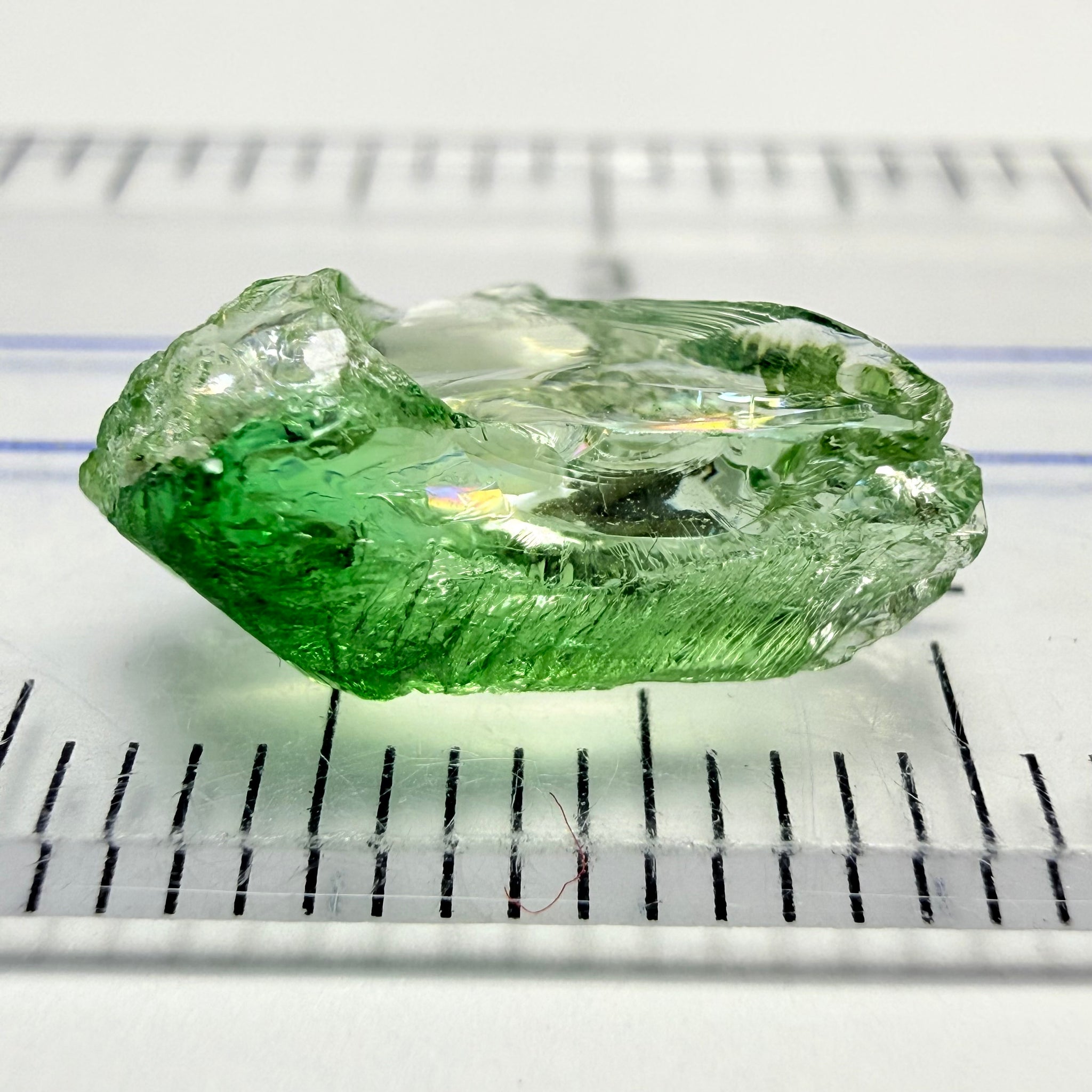 Chrome Tourmaline, 3.63ct, Laletema, Tanzania, Untreated Unheated, flat, included and colour zoned