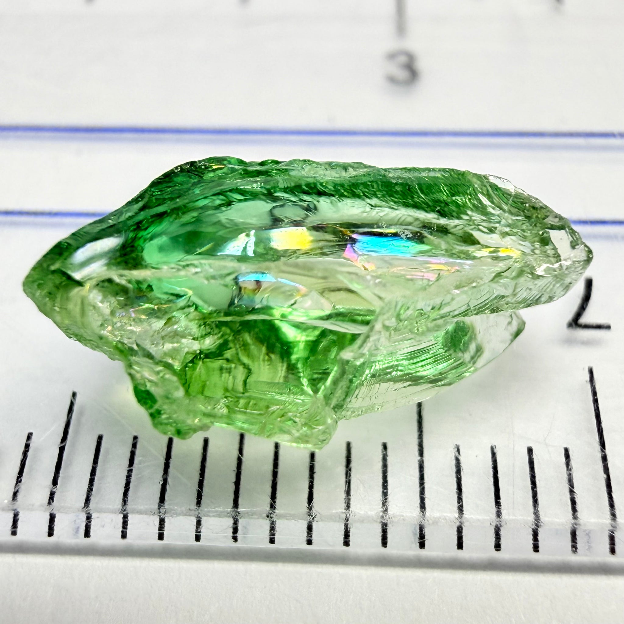 Chrome Tourmaline, 3.63ct, Laletema, Tanzania, Untreated Unheated, flat, included and colour zoned