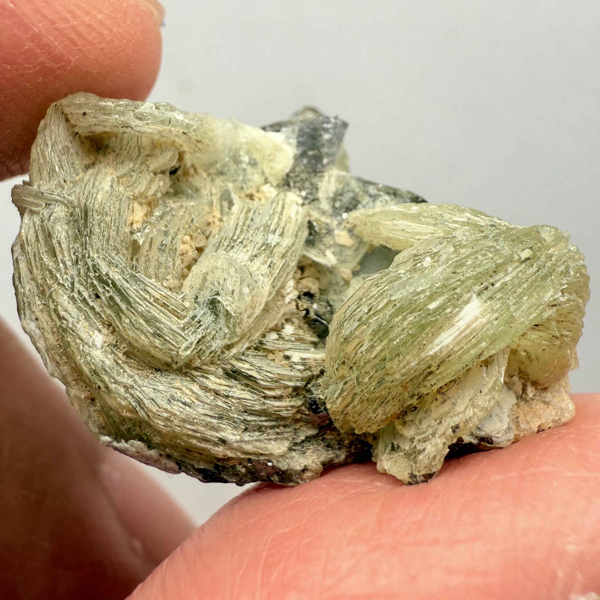 Prehinite with Tanzanite Crystal, 29.84ct, Merelani, Tanzania, Untreated Unheated, see the unheated tanzanite location in the next pictures and video