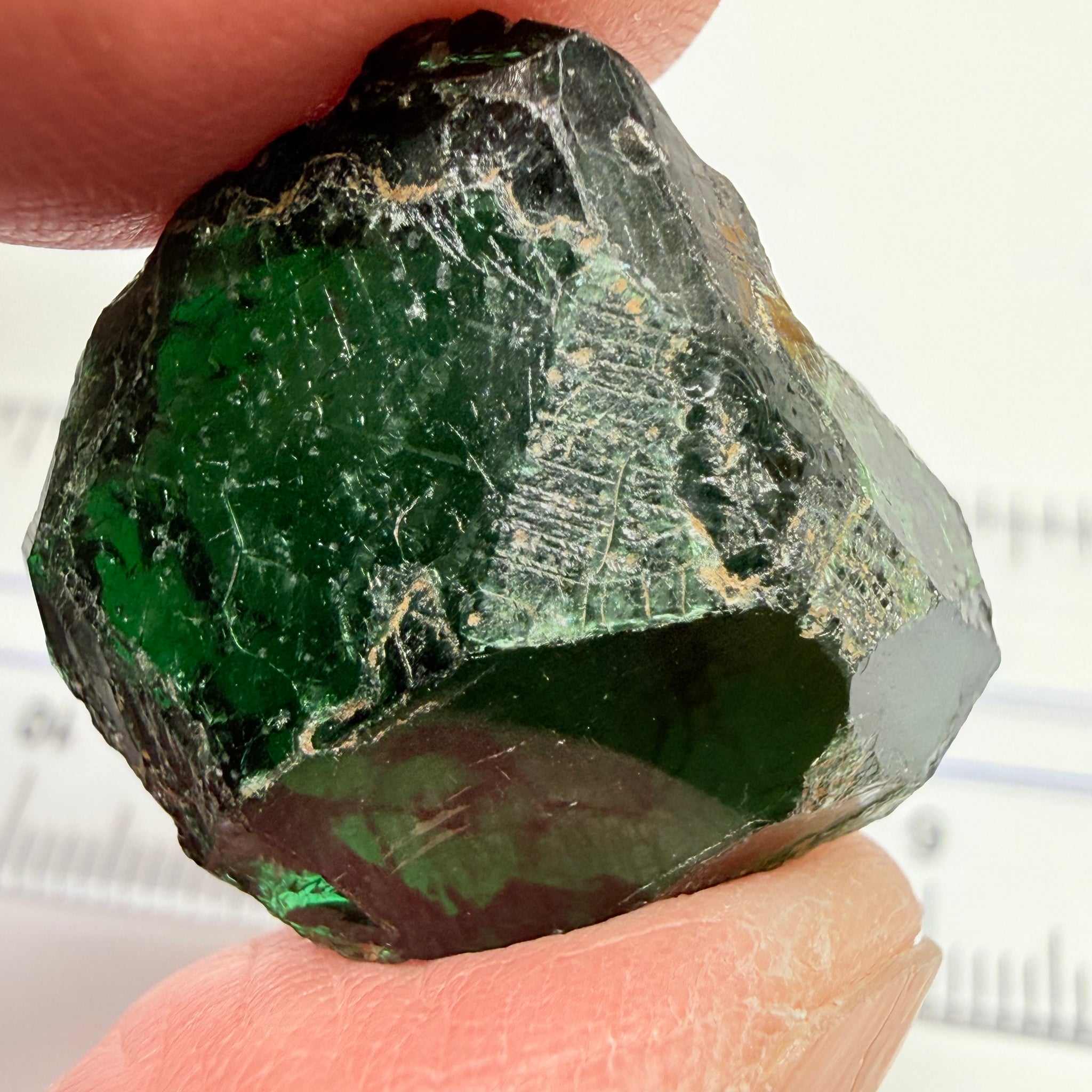 Chrome Tourmaline - very very dark, 38.47ct, Laletema, Tanzania, Untreated Unheated, vvs-if, but very dark unless you find a way to heat it to lighten the colour