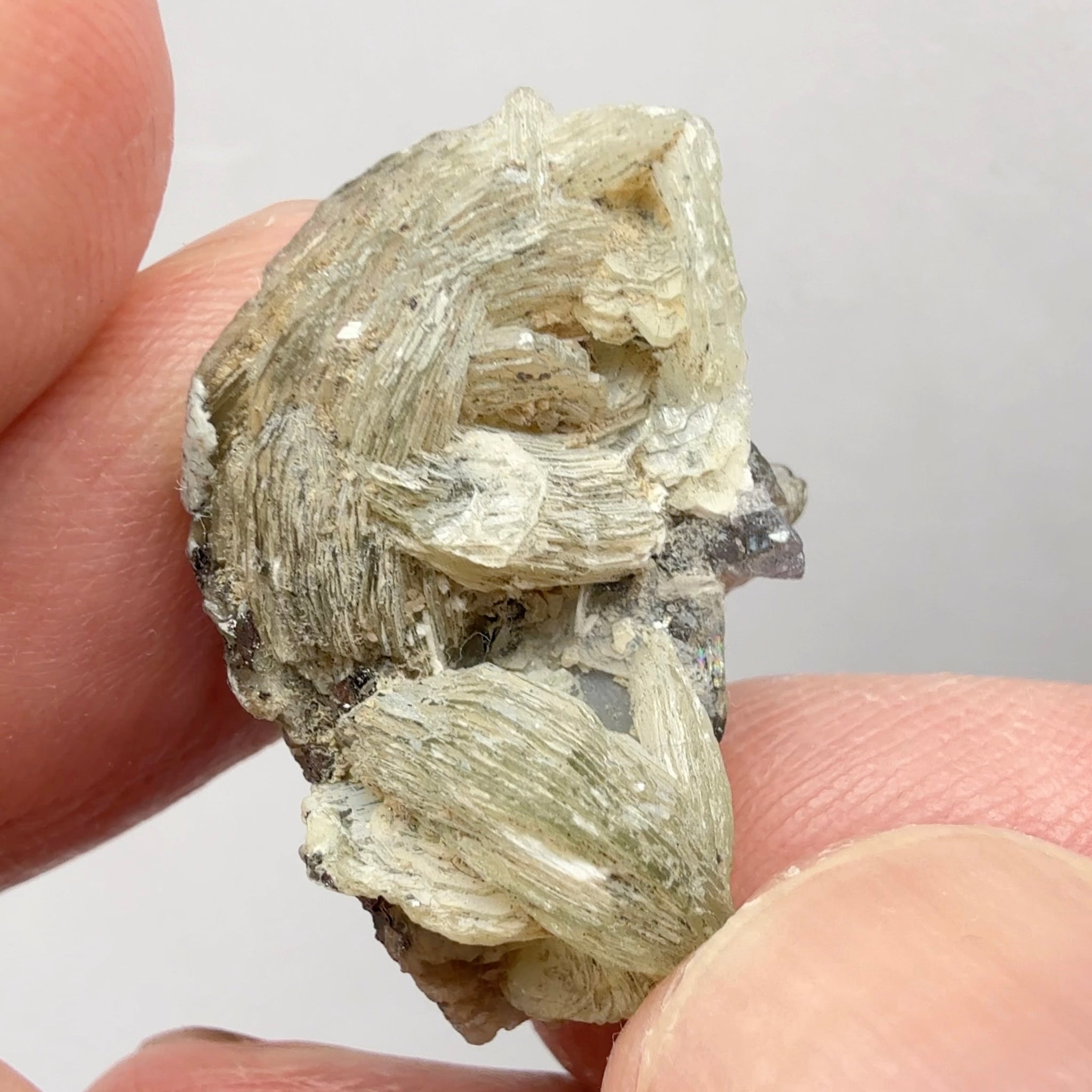 Prehinite with Tanzanite Crystal, 29.84ct, Merelani, Tanzania, Untreated Unheated, see the unheated tanzanite location in the next pictures and video