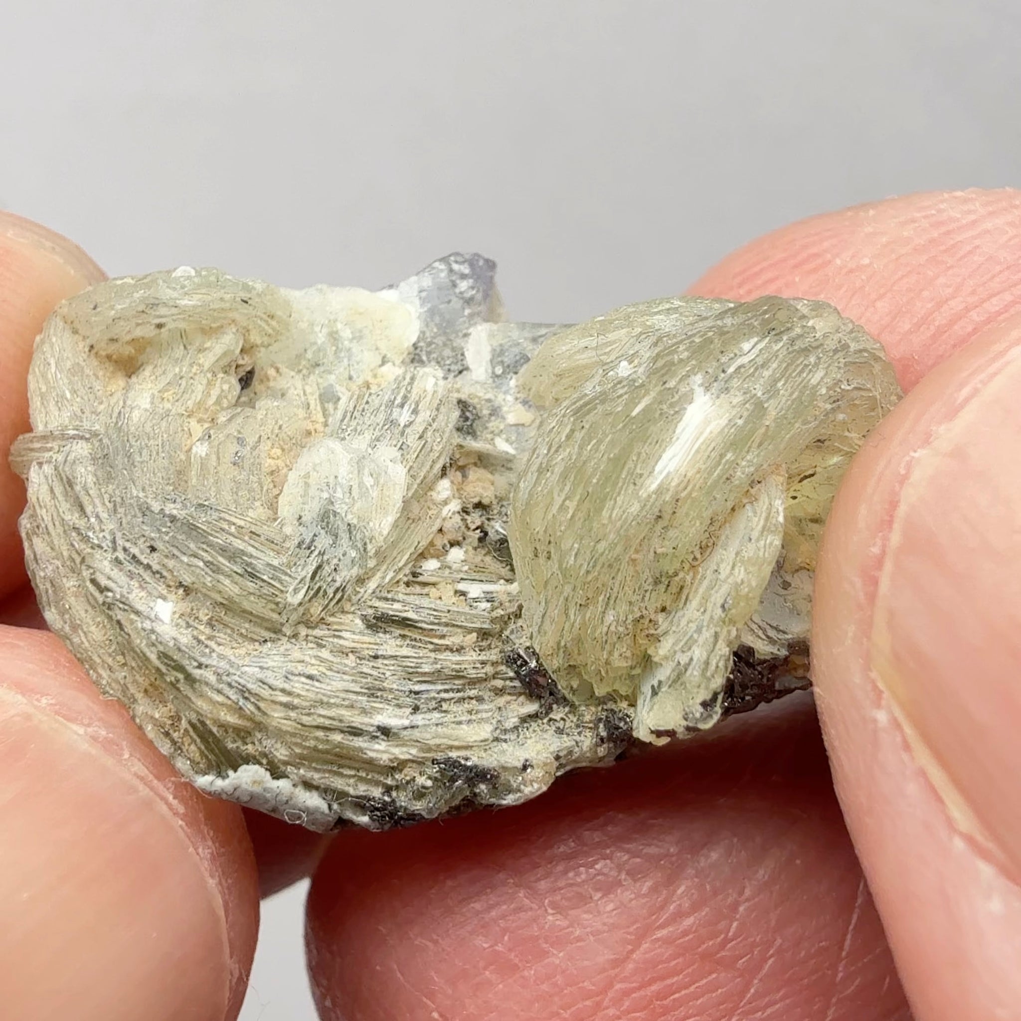 Prehinite with Tanzanite Crystal, 29.84ct, Merelani, Tanzania, Untreated Unheated, see the unheated tanzanite location in the next pictures and video