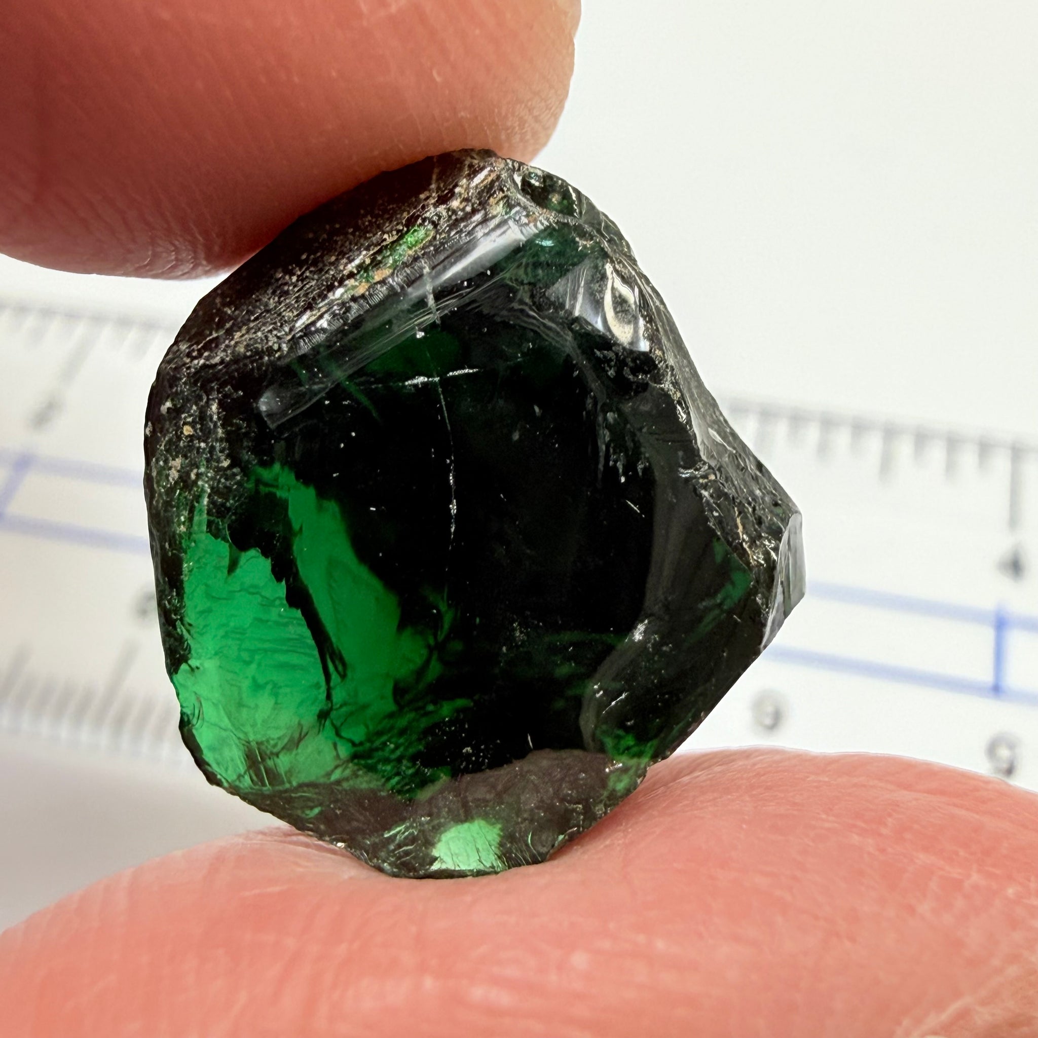 Chrome Tourmaline - very very dark, 23.32ct, Laletema, Tanzania, Untreated Unheated, vvs-if, but very dark unless you find a way to heat it to lighten the colour