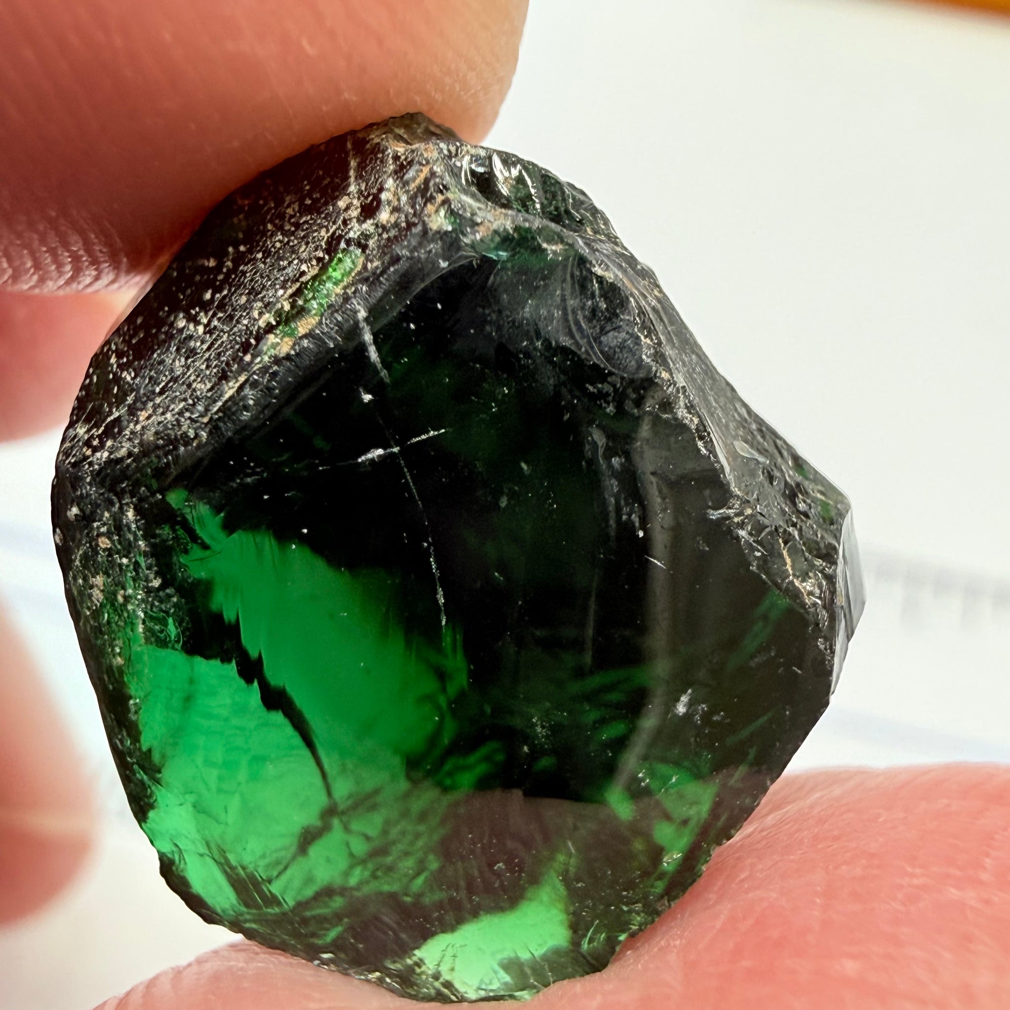 Chrome Tourmaline - very very dark, 23.32ct, Laletema, Tanzania, Untreated Unheated, vvs-if, but very dark unless you find a way to heat it to lighten the colour