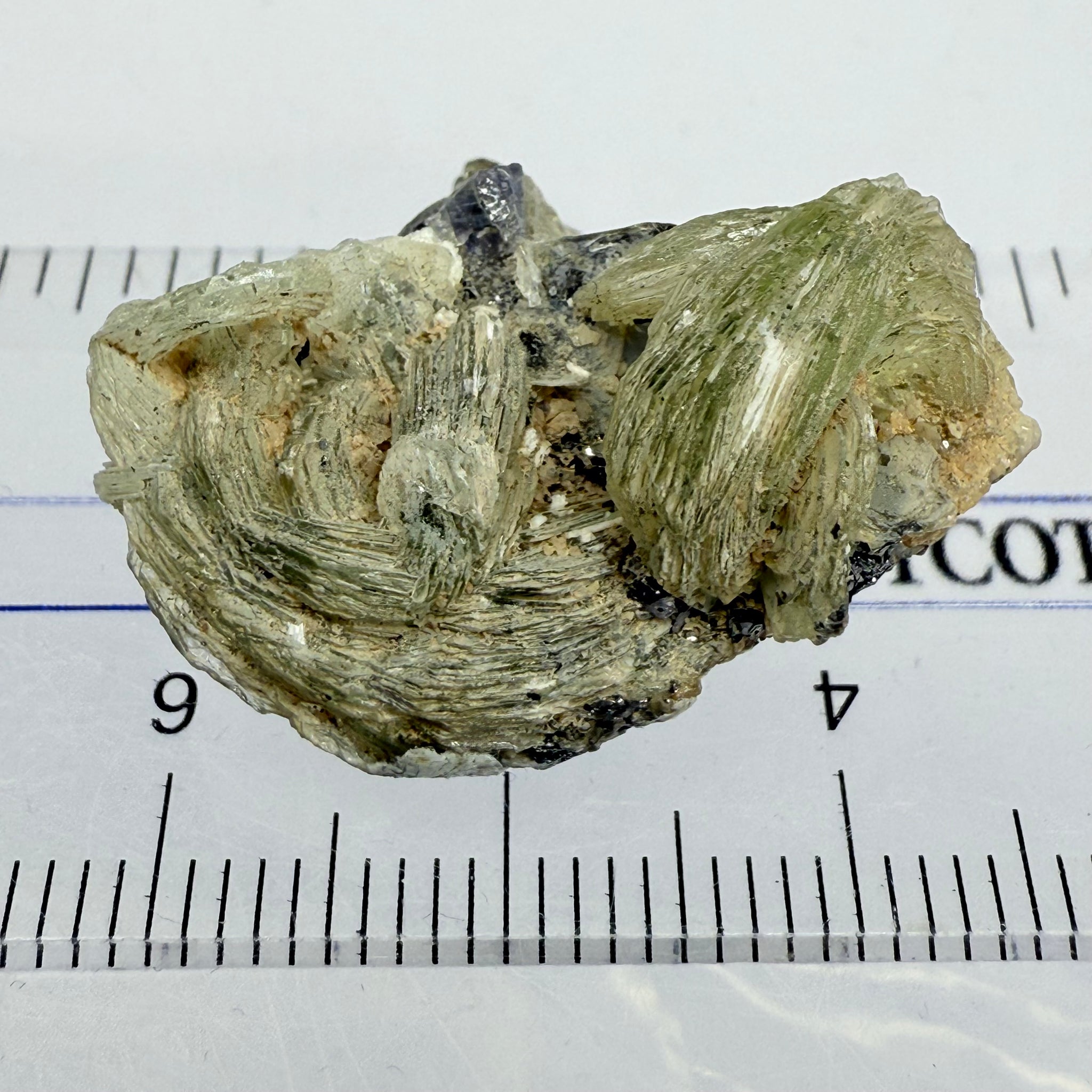 Prehinite with Tanzanite Crystal, 29.84ct, Merelani, Tanzania, Untreated Unheated, see the unheated tanzanite location in the next pictures and video