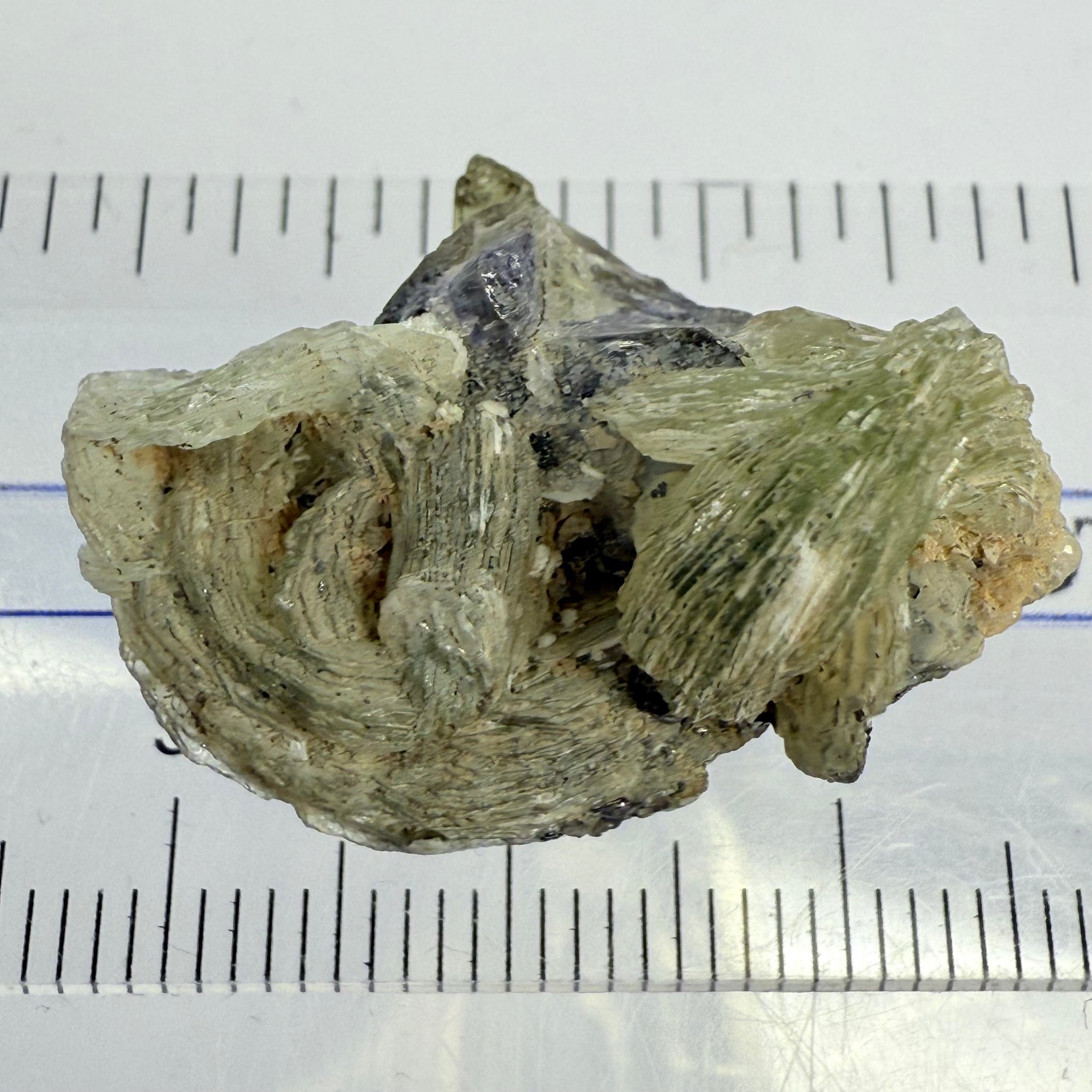 Prehinite with Tanzanite Crystal, 29.84ct, Merelani, Tanzania, Untreated Unheated, see the unheated tanzanite location in the next pictures and video