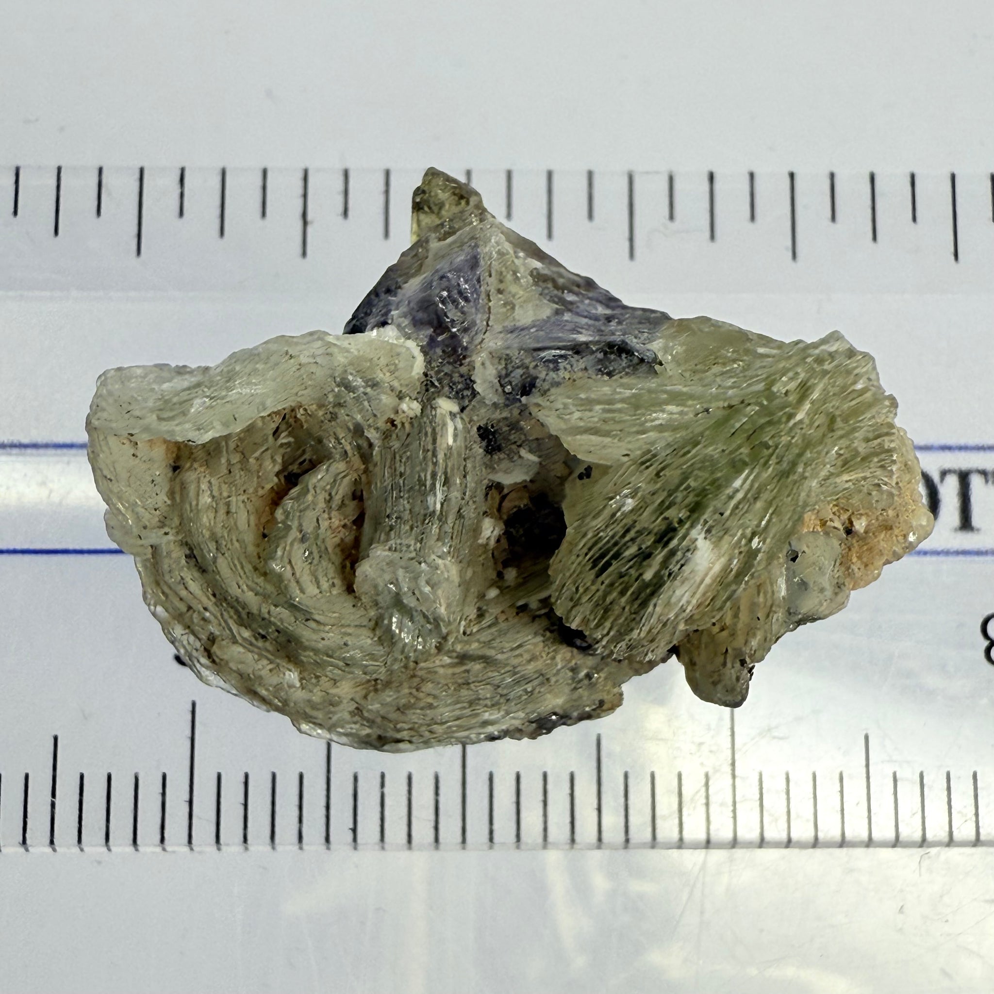 Prehinite with Tanzanite Crystal, 29.84ct, Merelani, Tanzania, Untreated Unheated, see the unheated tanzanite location in the next pictures and video