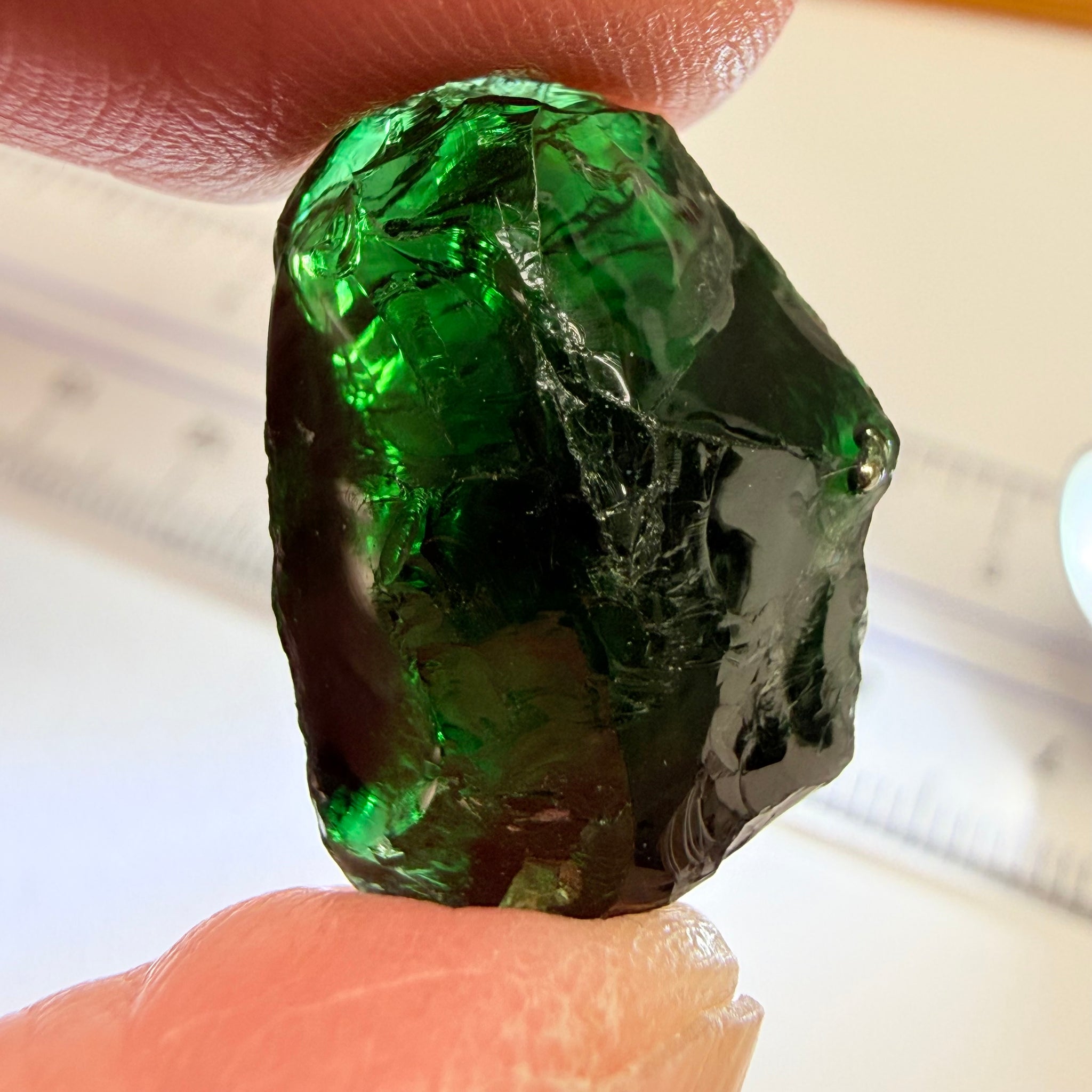 Chrome Tourmaline - very very dark, 16.74ct, Laletema, Tanzania, Untreated Unheated, vvs-if, but very dark unless you find a way to heat it to lighten the colour