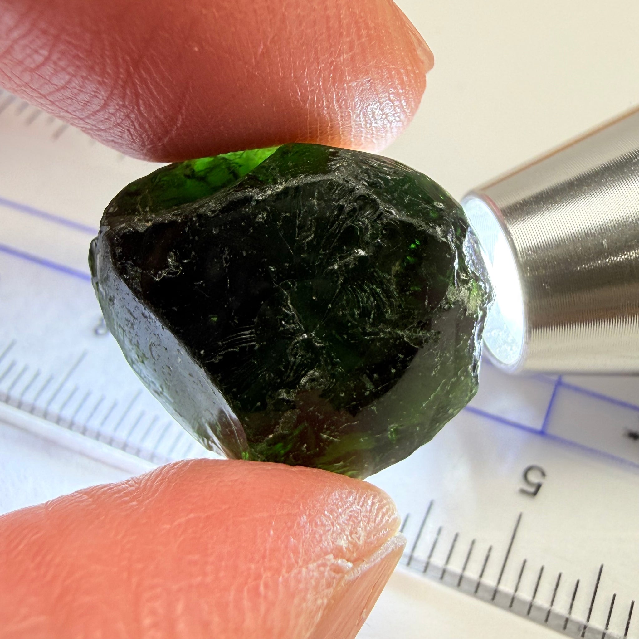 Chrome Tourmaline - very very dark, 23.88ct, Laletema, Tanzania, Untreated Unheated, flat shape, vvs-if, but very dark unless you find a way to heat it to lighten the colour, this one is just tooo dark literally black