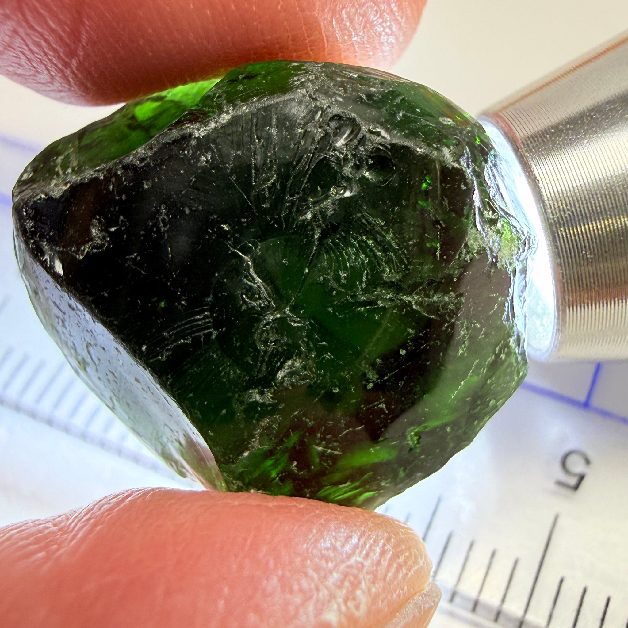 Chrome Tourmaline - very very dark, 23.88ct, Laletema, Tanzania, Untreated Unheated, flat shape, vvs-if, but very dark unless you find a way to heat it to lighten the colour, this one is just tooo dark literally black