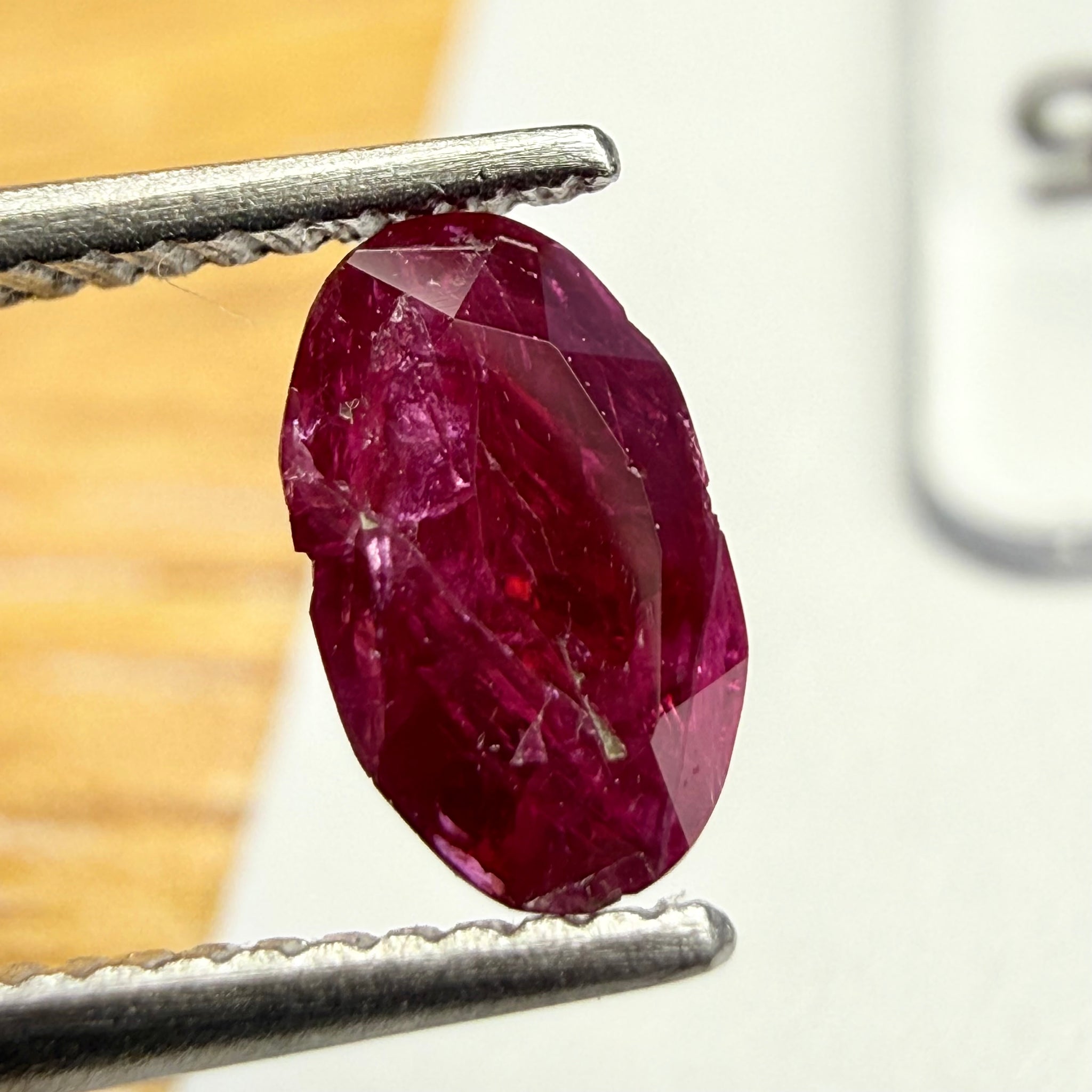 Longido Ruby, 0.48ct, Longido Mountain Range, Tanzania, Untreated Unheated, very badly cut. Priced accordingly