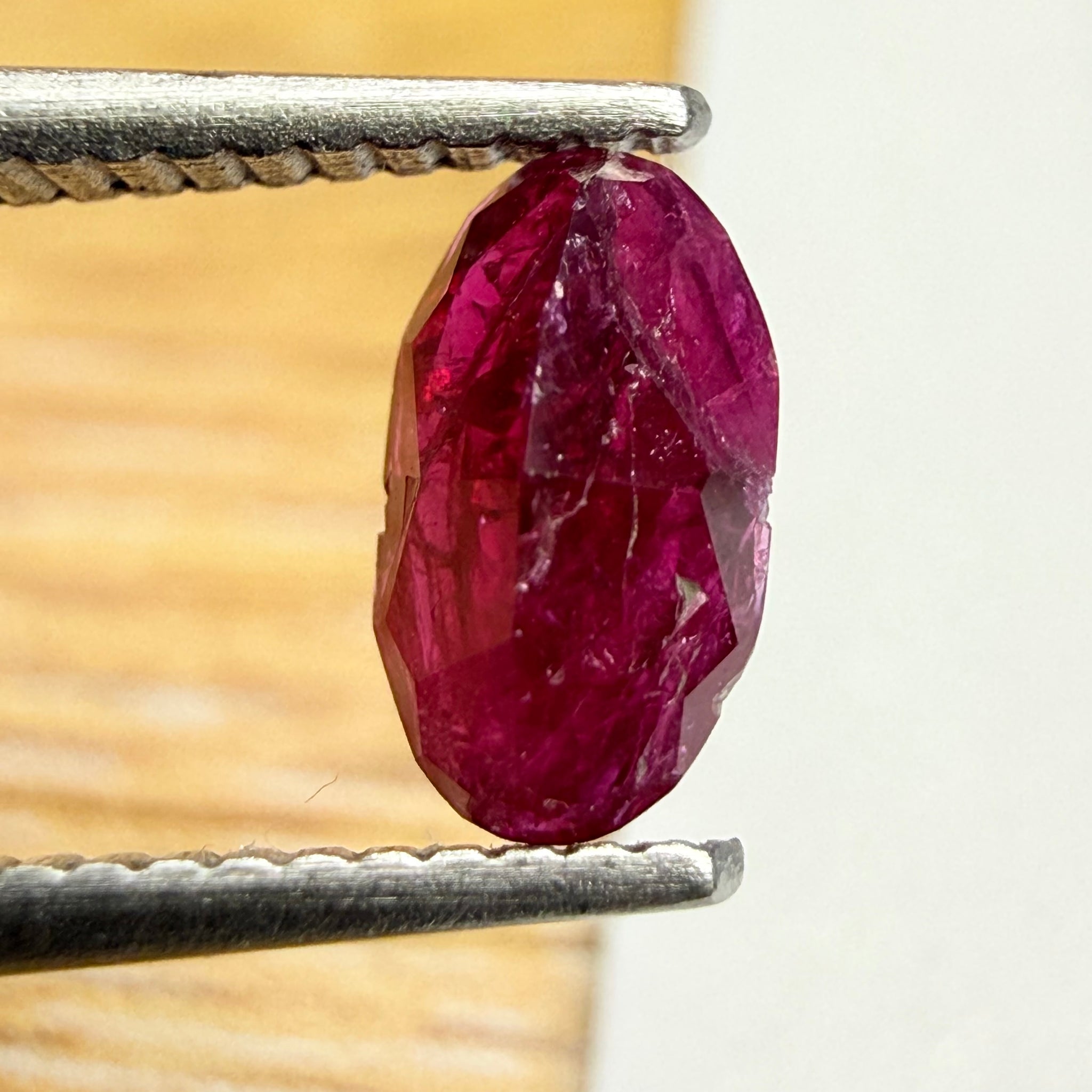 Longido Ruby, 0.48ct, Longido Mountain Range, Tanzania, Untreated Unheated, very badly cut. Priced accordingly