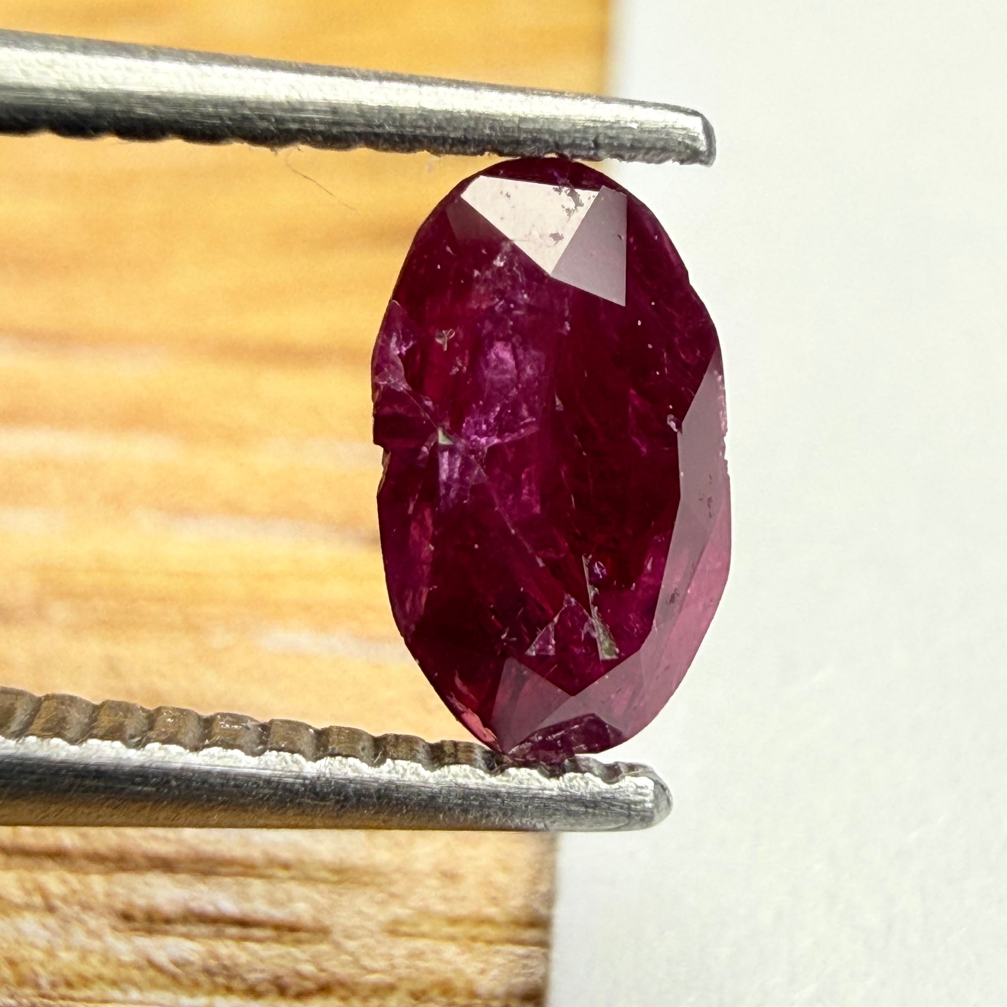 Longido Ruby, 0.48ct, Longido Mountain Range, Tanzania, Untreated Unheated, very badly cut. Priced accordingly