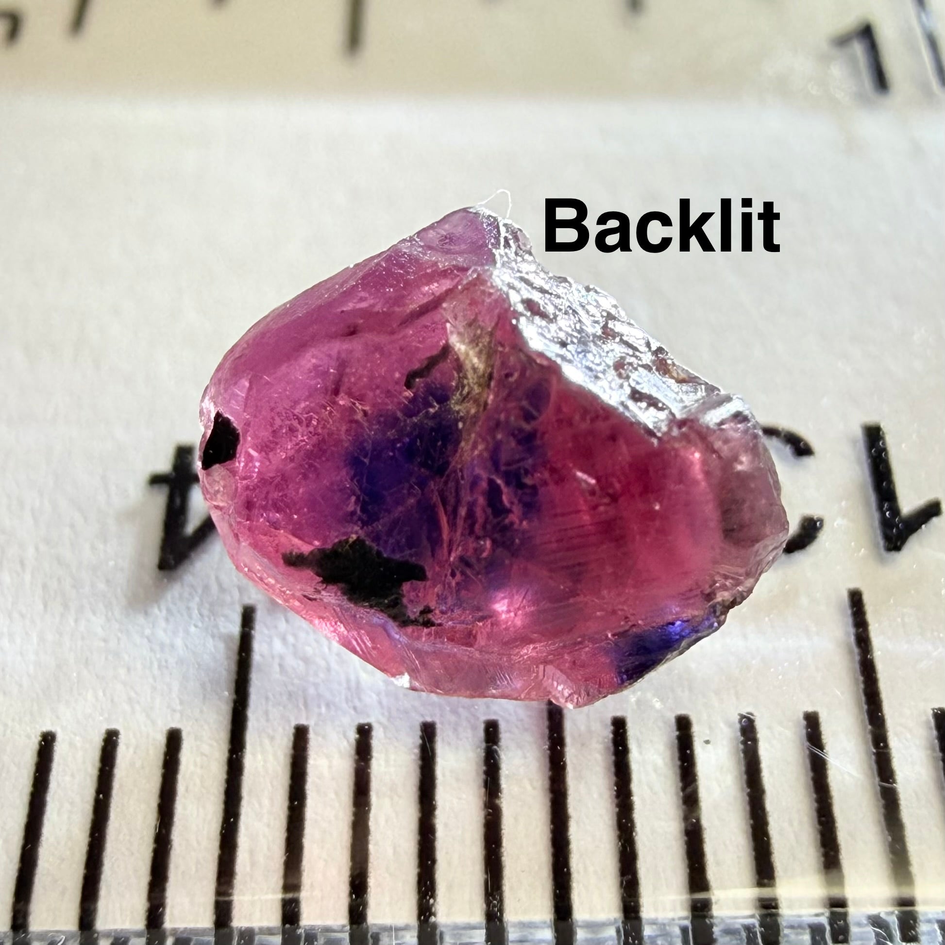 Winza Sapphire showing all 3 colours, 3.06ct Winza, Tanzania, Untreated Unheated, slightly included, see backlit photos