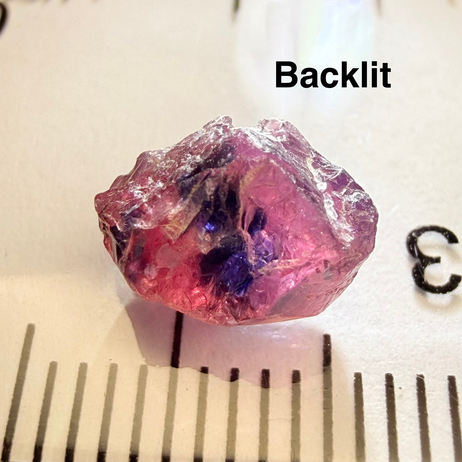 Winza Sapphire showing all 3 colours, 3.06ct Winza, Tanzania, Untreated Unheated, slightly included, see backlit photos