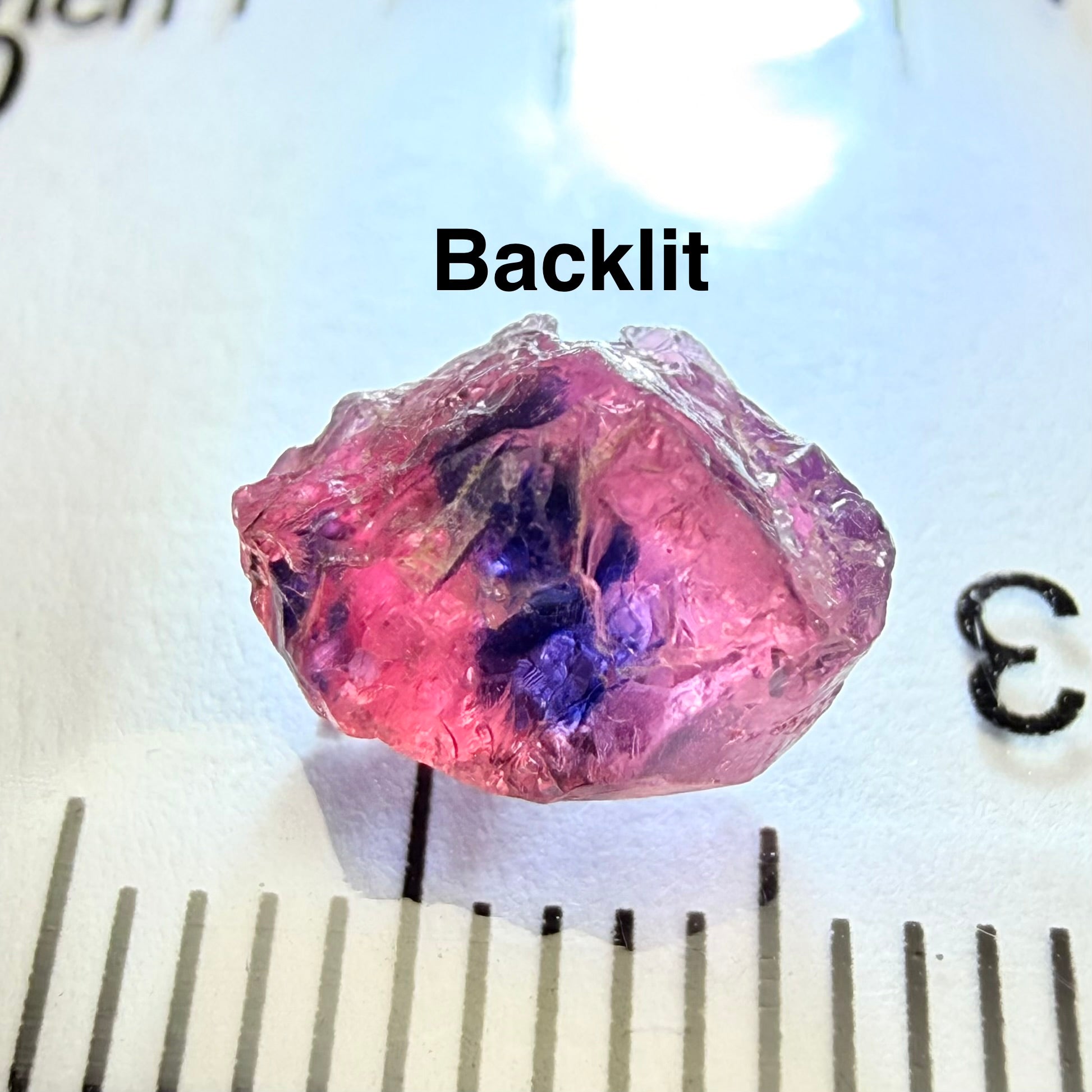 Winza Sapphire showing all 3 colours, 3.06ct Winza, Tanzania, Untreated Unheated, slightly included, see backlit photos