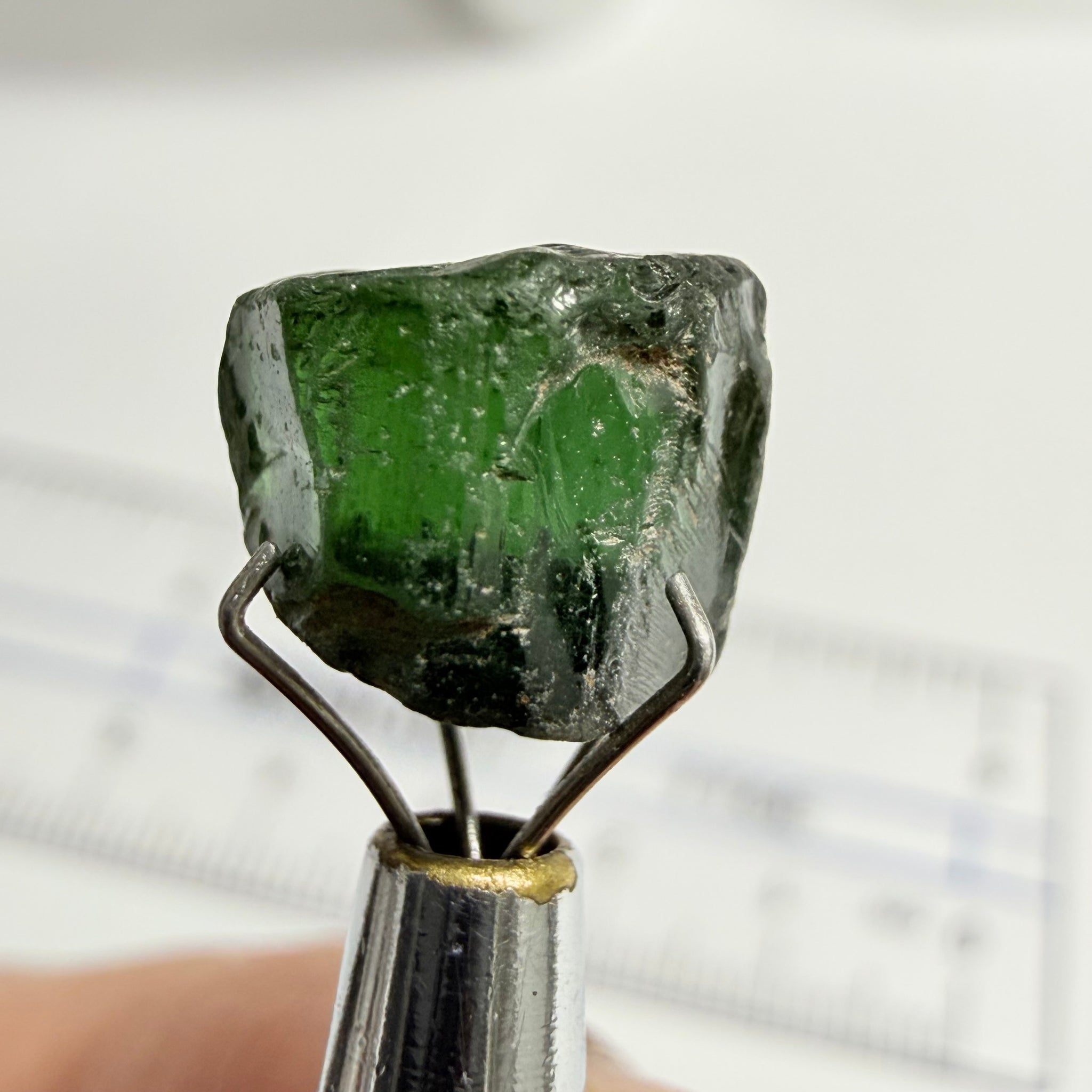 Tourmaline Crystal, 4.21ct, Mwajanga, Tanzania, Untreated Unheated, vvs-if, black cap tourmaline, c axis totally closed