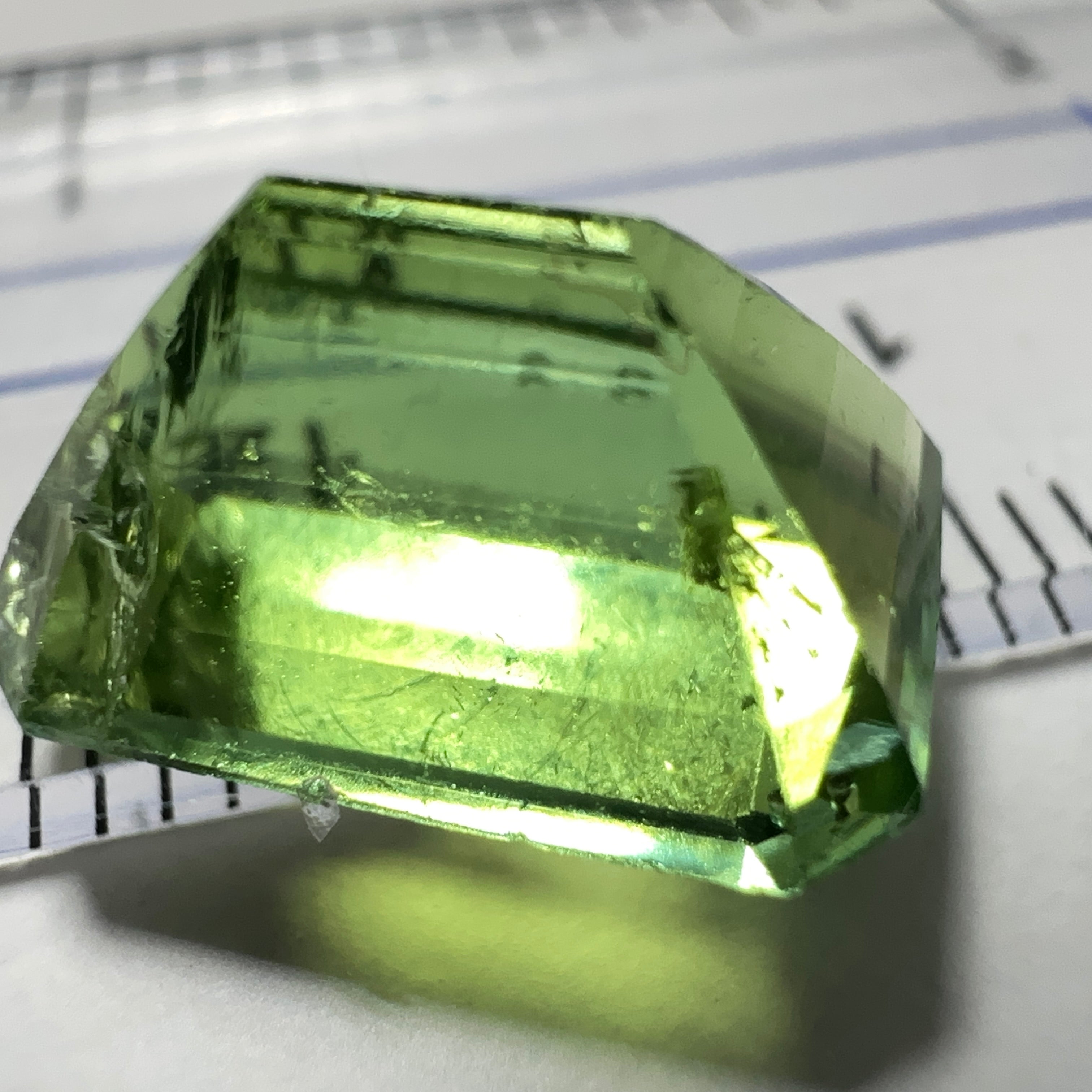 7.18ct Mozambique Tourmaline - Unheated Untreated. Salvaged from an old stock of Mozambique unheated Tourmalines that had been put aside, there is a good portion, needs a recut, treat as a pre-shape for faceting, BUT LOOK AT THAT COLOUR