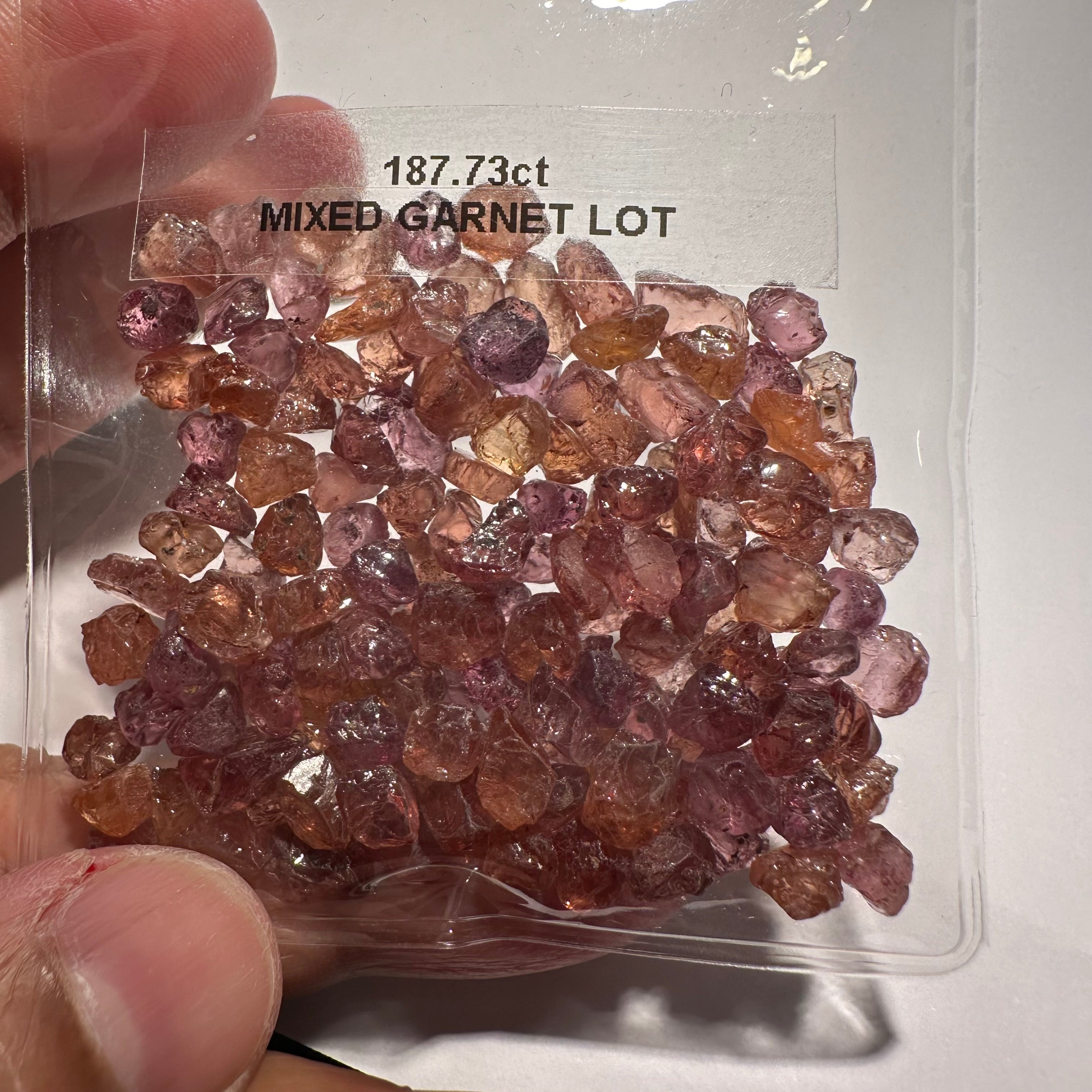 187.73ct Mixed Garnet Lot, Tanzania, Untreated Unheated, slightly included to included