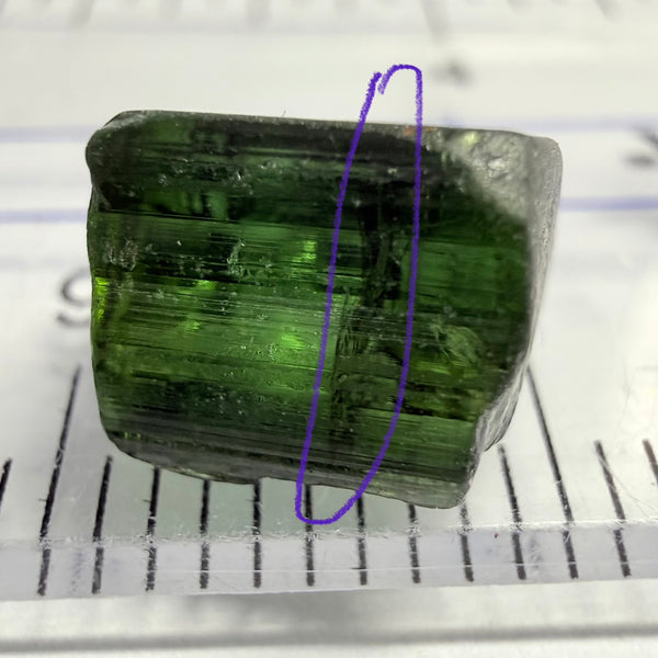 Tourmaline Crystal, 3.50ct, Mwajanga, Tanzania, Untreated Unheated, inclusion crack on one side, see photo, c axis totally closed