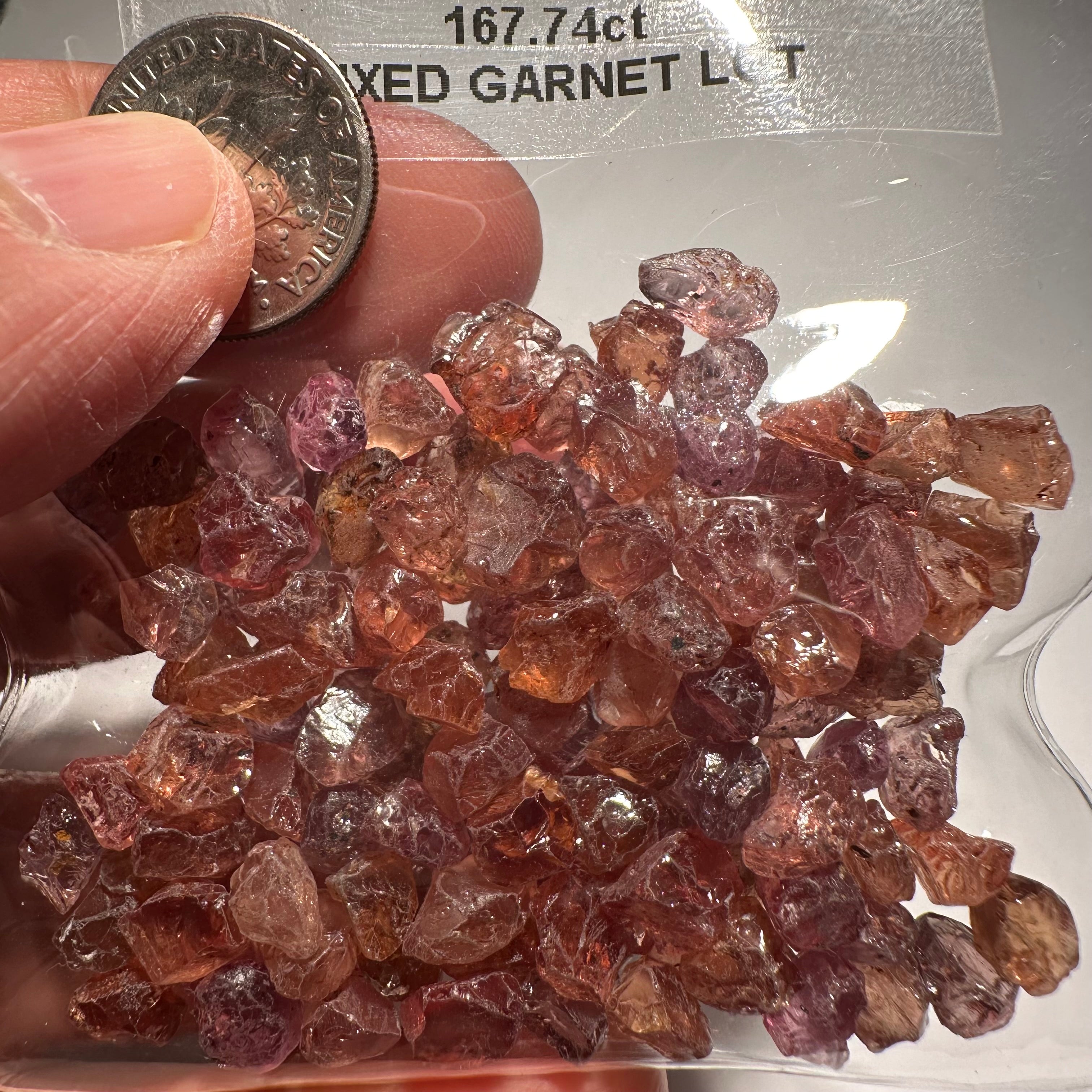 167.74ct Mixed Garnet Lot, Tanzania, Untreated Unheated, slightly included to included