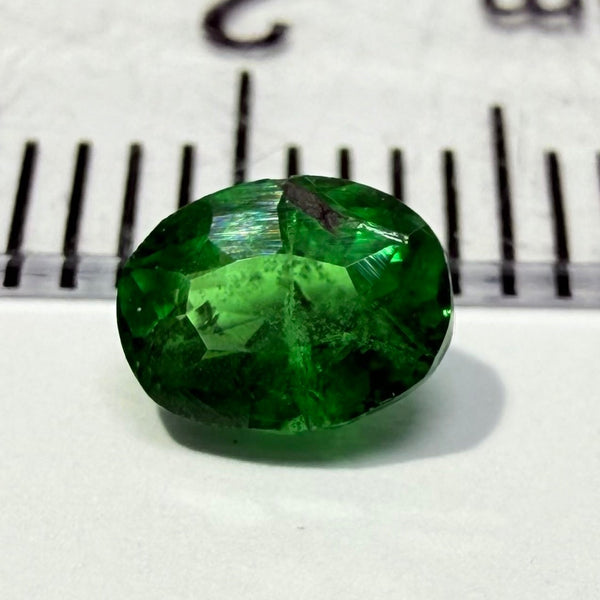 Tsavorite Garnet, 0.63ct, Tanzania, Untreated Unheated, native cut, with a natural groove on the side of the crown