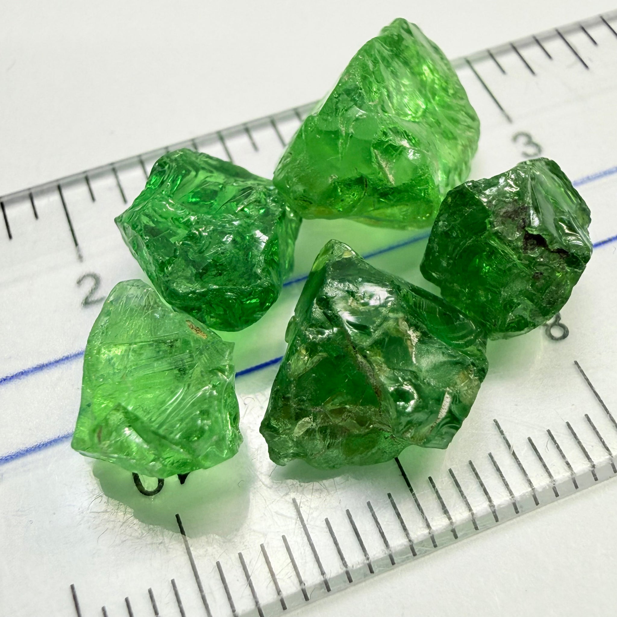 Tsavorite Garnet Lot, heavily included, 24.29ct, Tanzania, Untreated Unheated