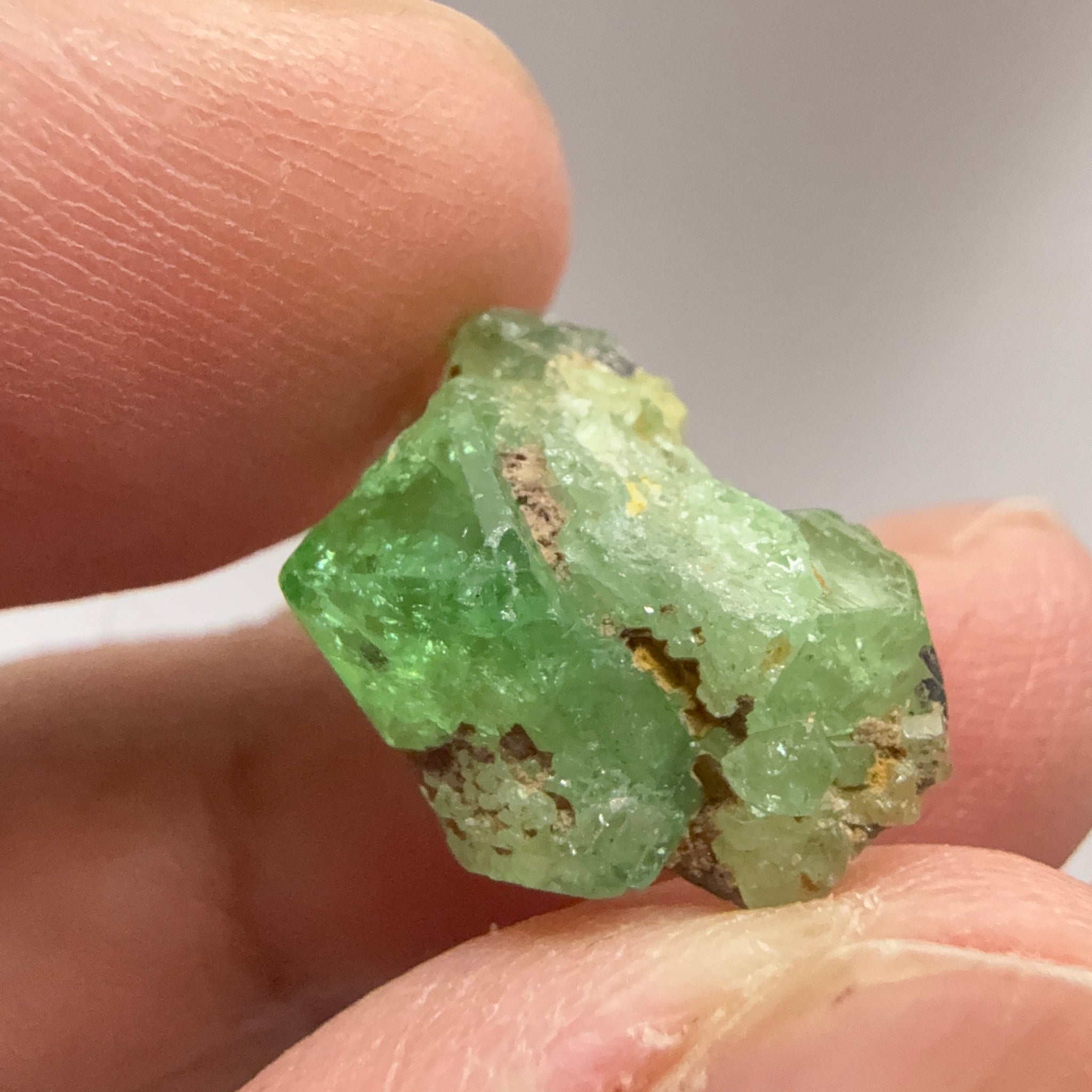 Tsavorite Crystal on Matrix. 9.72ct, Merelani. Tanzania, Untreated Unheated