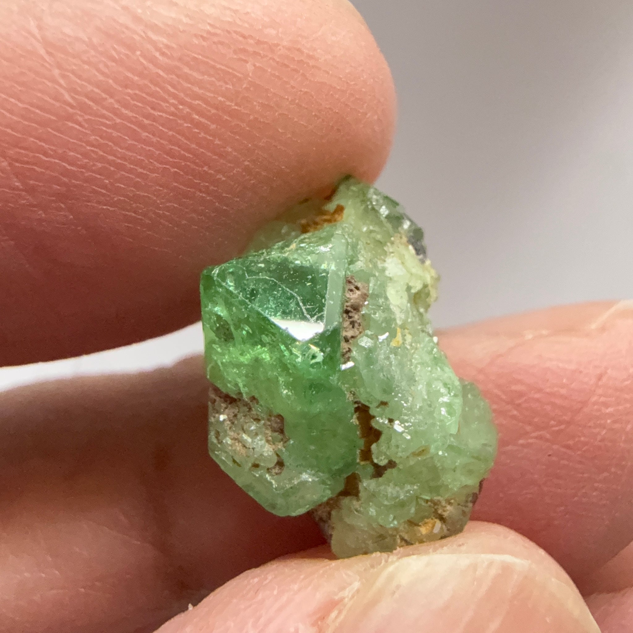 Tsavorite Crystal on Matrix. 9.72ct, Merelani. Tanzania, Untreated Unheated