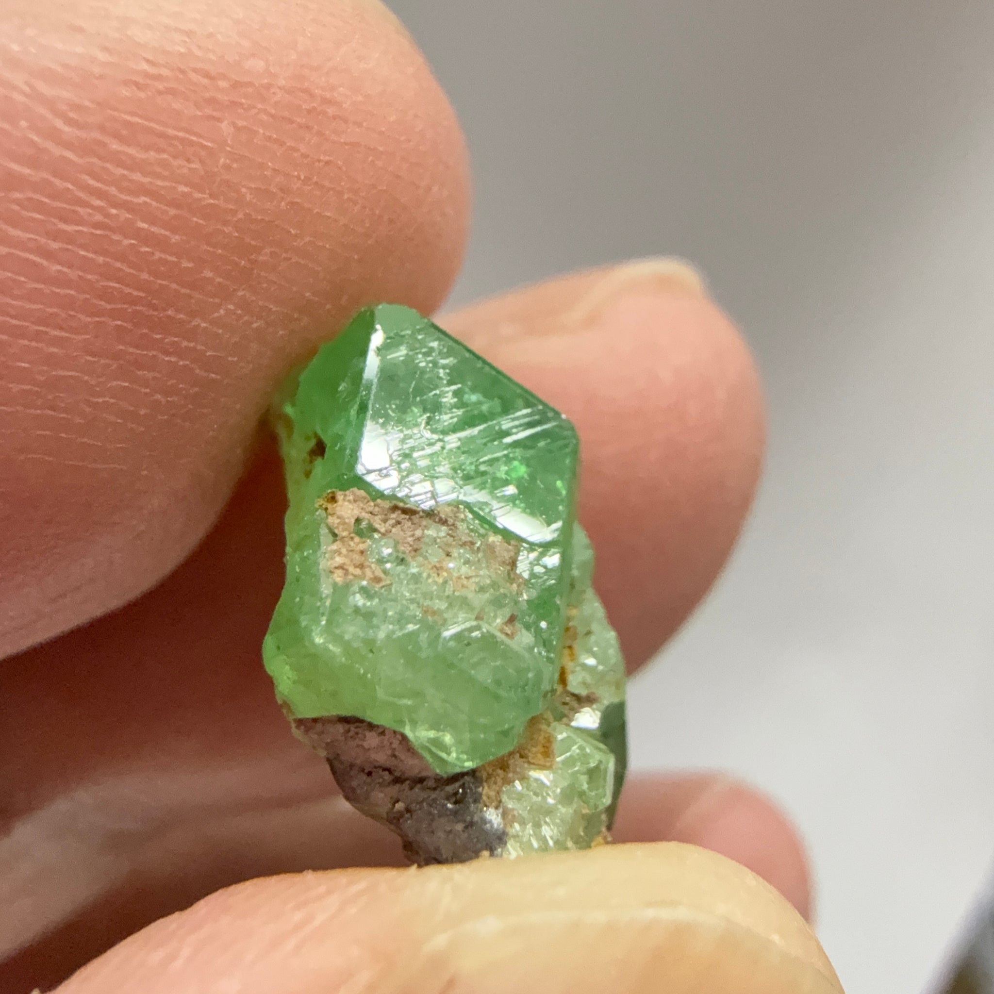 Tsavorite Crystal on Matrix. 9.72ct, Merelani. Tanzania, Untreated Unheated