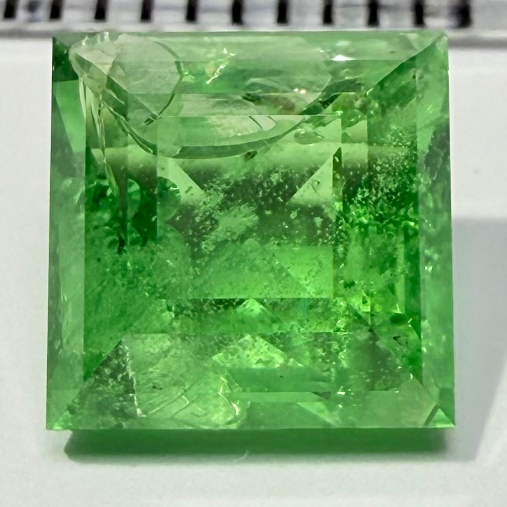Tsavorite Garnet, 2.95ct, Tanzania, Untreated Unheated, inclusion on the crown, see next pic I have highlighted it