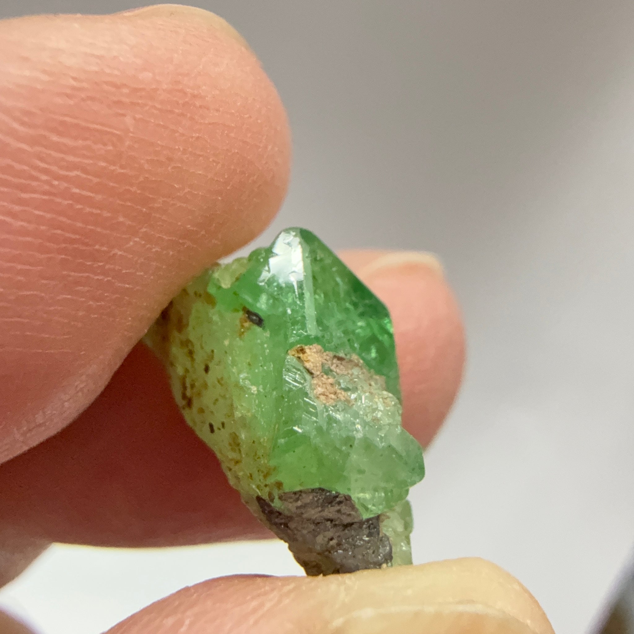 Tsavorite Crystal on Matrix. 9.72ct, Merelani. Tanzania, Untreated Unheated