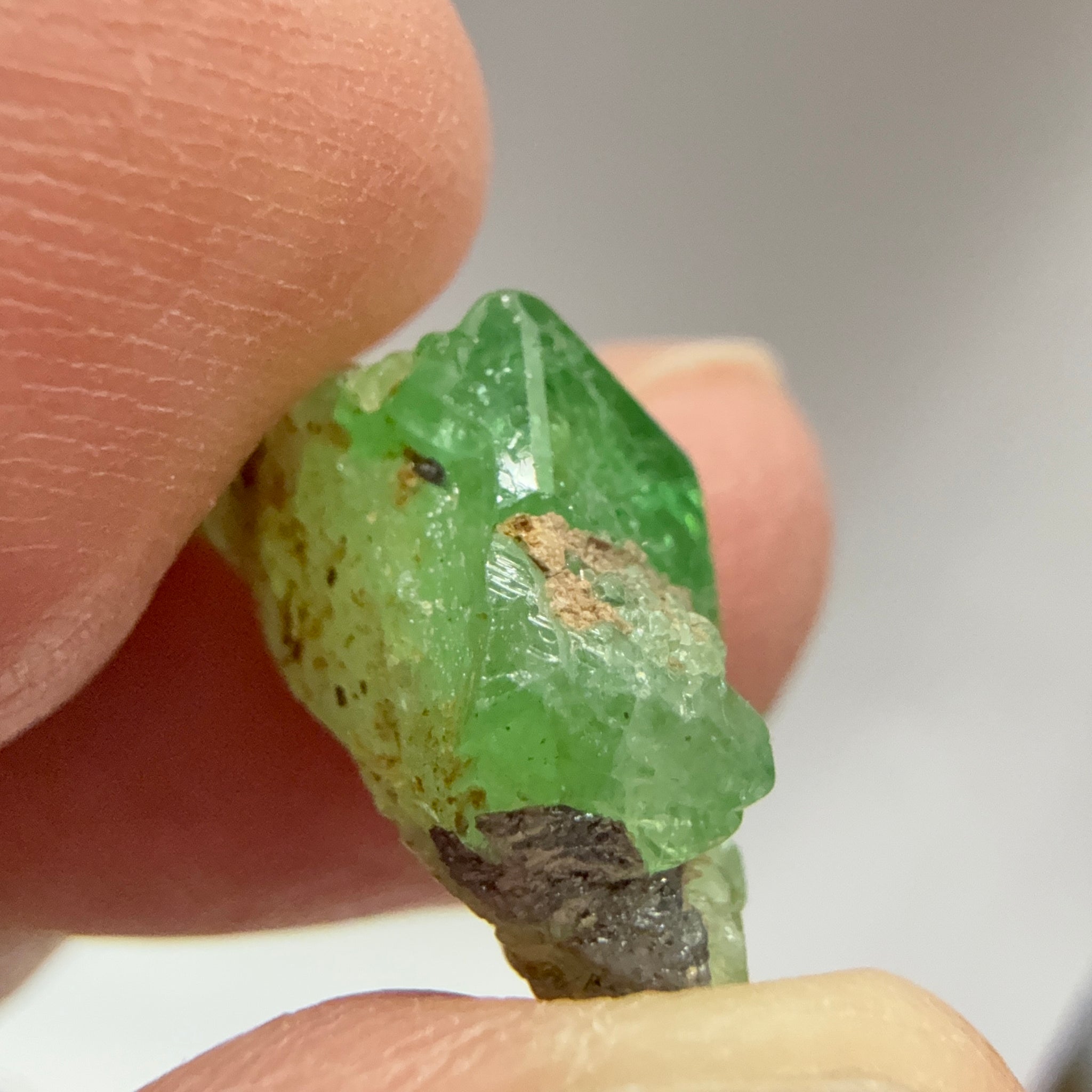 Tsavorite Crystal on Matrix. 9.72ct, Merelani. Tanzania, Untreated Unheated