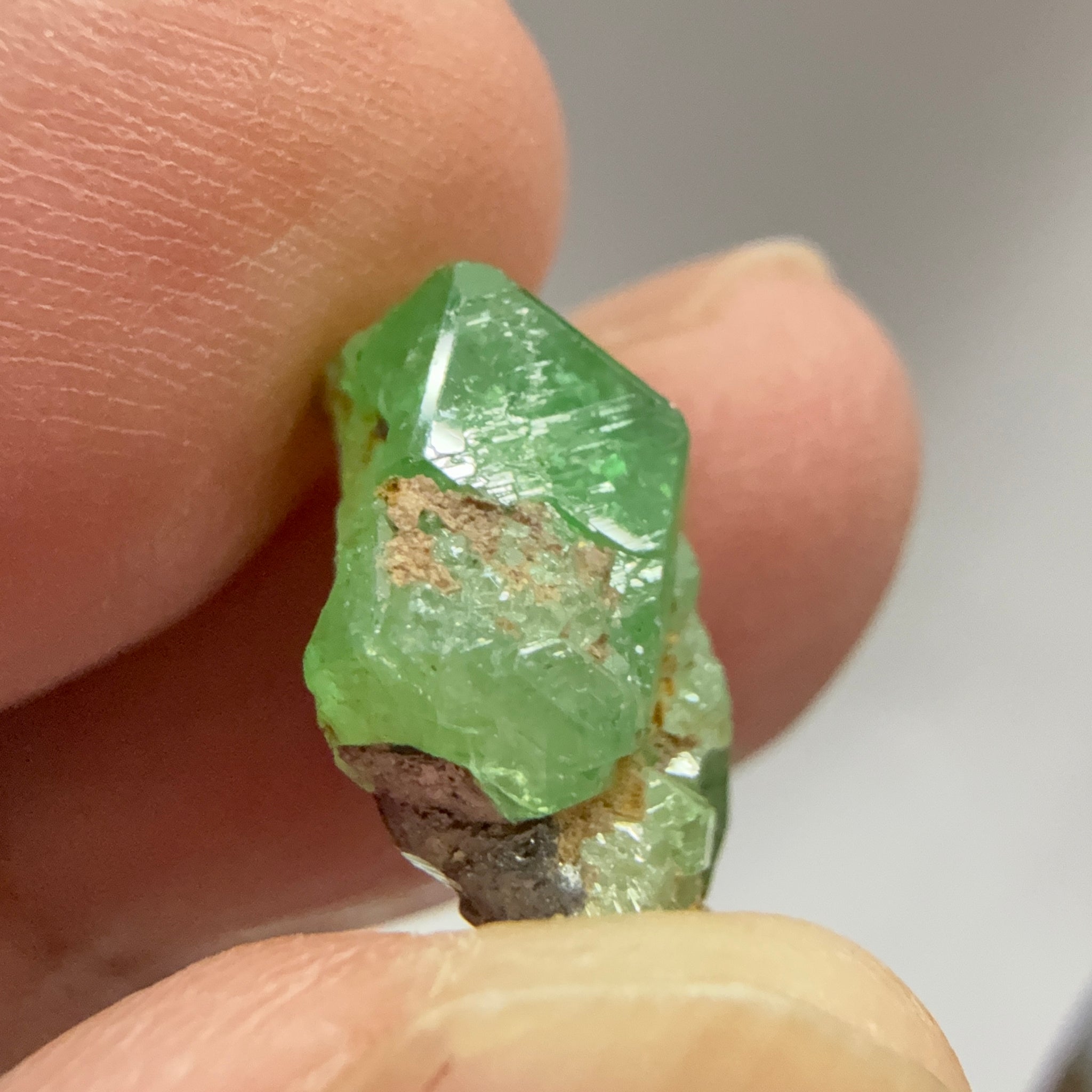 Tsavorite Crystal on Matrix. 9.72ct, Merelani. Tanzania, Untreated Unheated