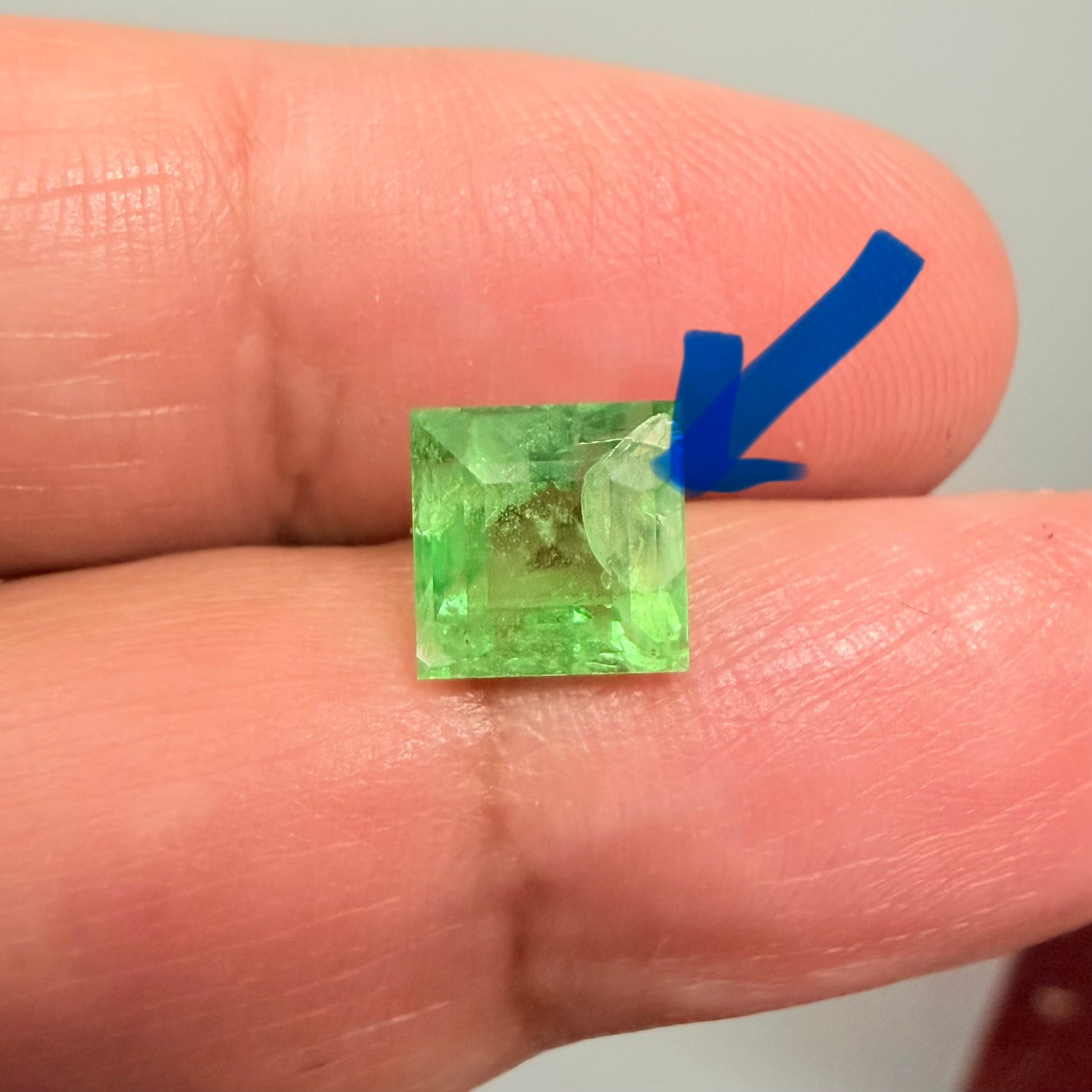 Tsavorite Garnet, 2.95ct, Tanzania, Untreated Unheated, inclusion on the crown, see next pic I have highlighted it