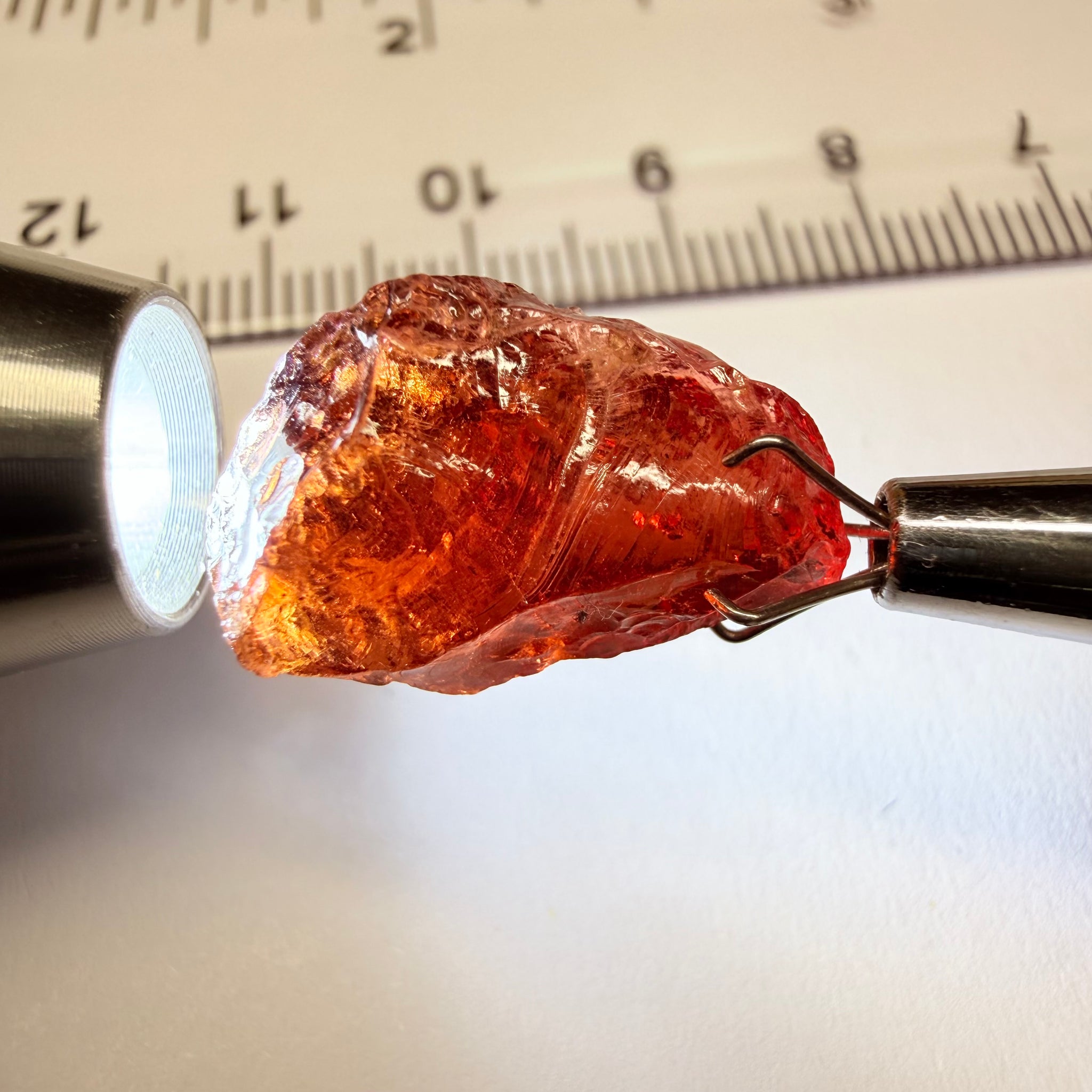 Umba Garnet, 12.19ct, Tanzania, Untreated Unheated, Slight spots and inclusions on the outside that will need to be worked around, see backlit pics