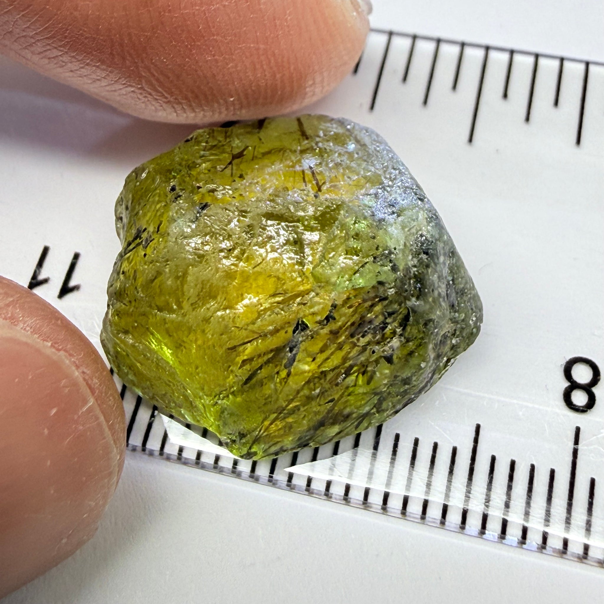 Apatite Crystal, 26.99ct, Tanzania, Untreated Unheated, has some faceting portions, see backlit photos