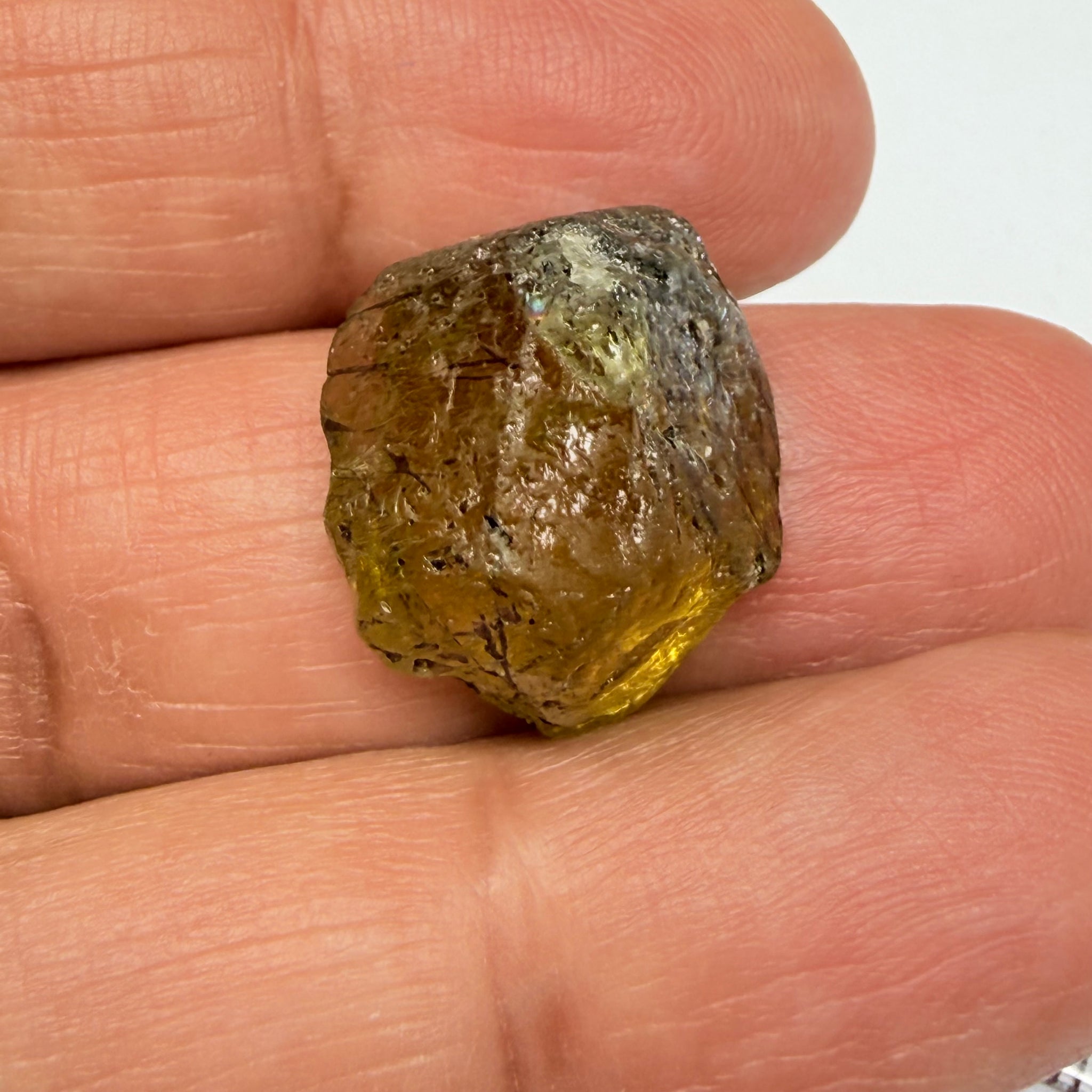Apatite Crystal, 26.99ct, Tanzania, Untreated Unheated, has some faceting portions, see backlit photos