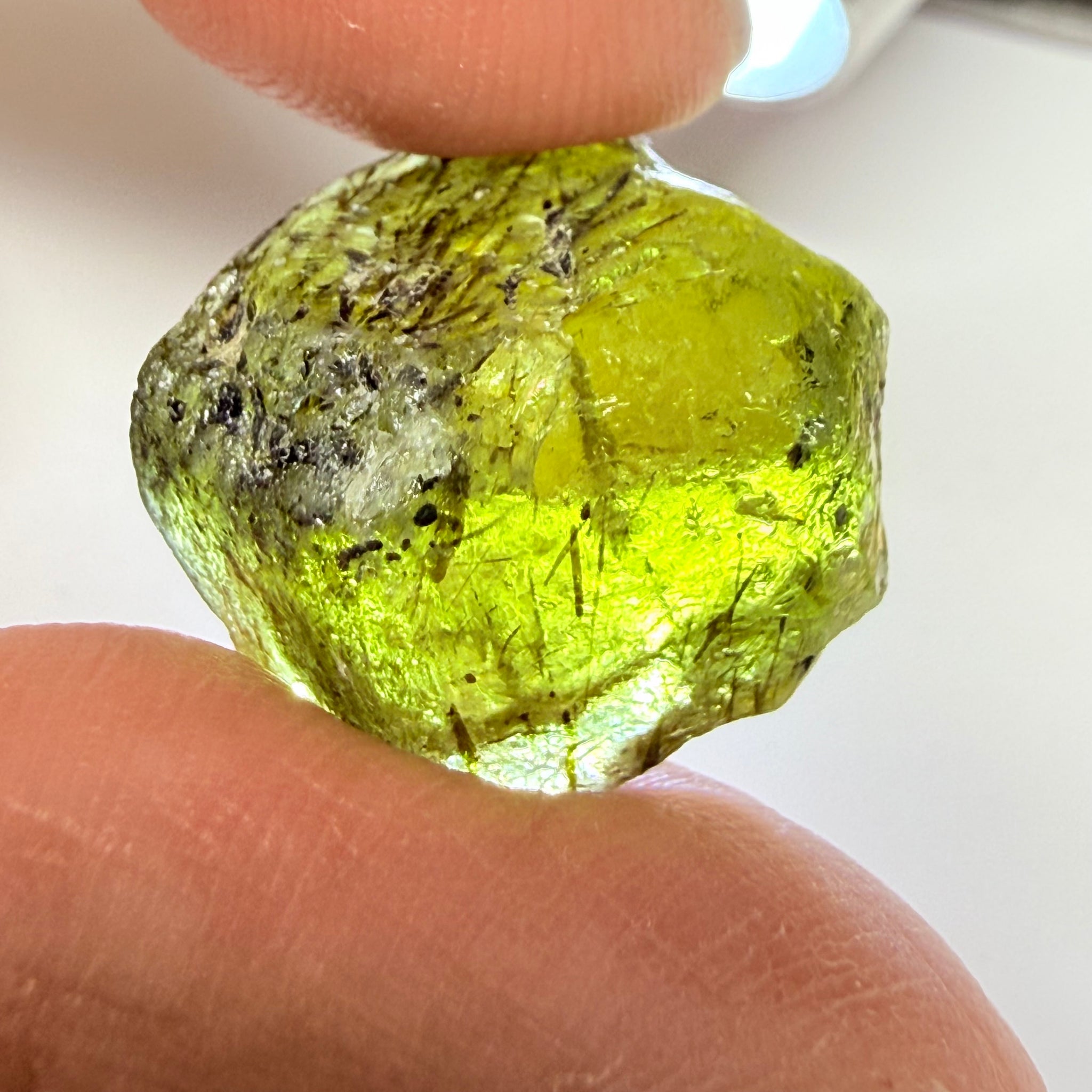 Apatite Crystal, 26.99ct, Tanzania, Untreated Unheated, has some faceting portions, see backlit photos