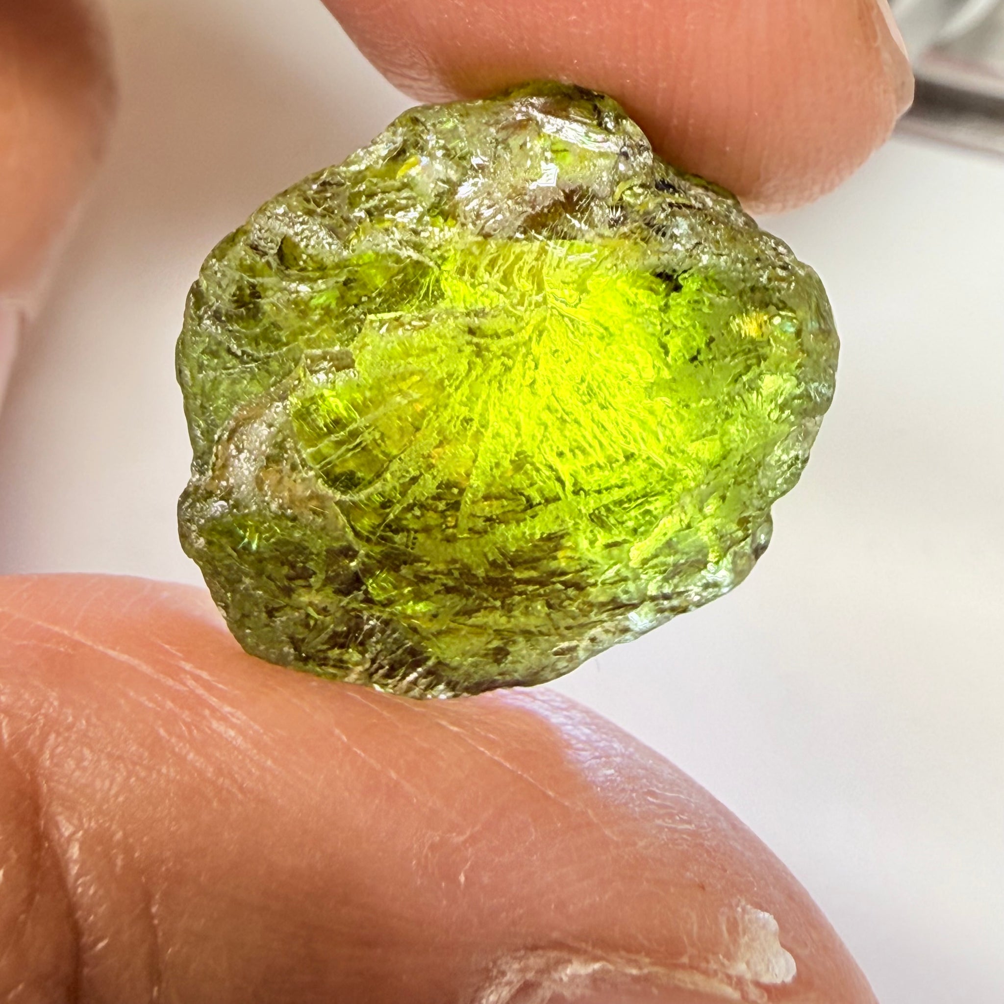 Apatite Crystal, 26.99ct, Tanzania, Untreated Unheated, has some faceting portions, see backlit photos