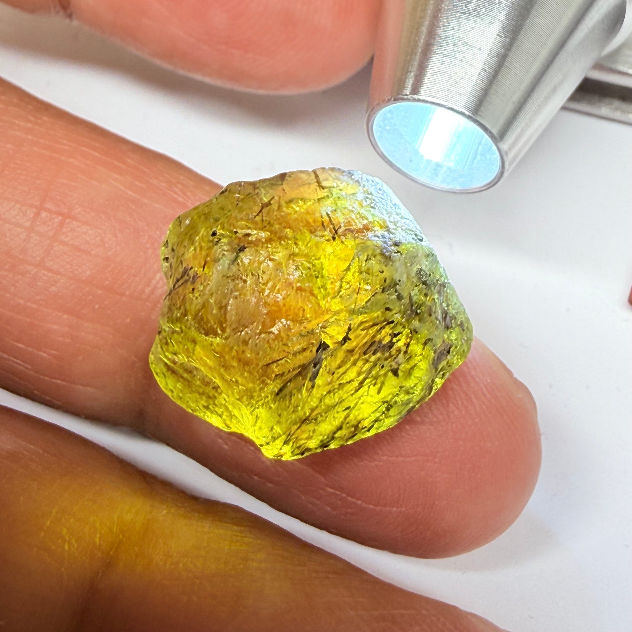 Apatite Crystal, 26.99ct, Tanzania, Untreated Unheated, has some faceting portions, see backlit photos