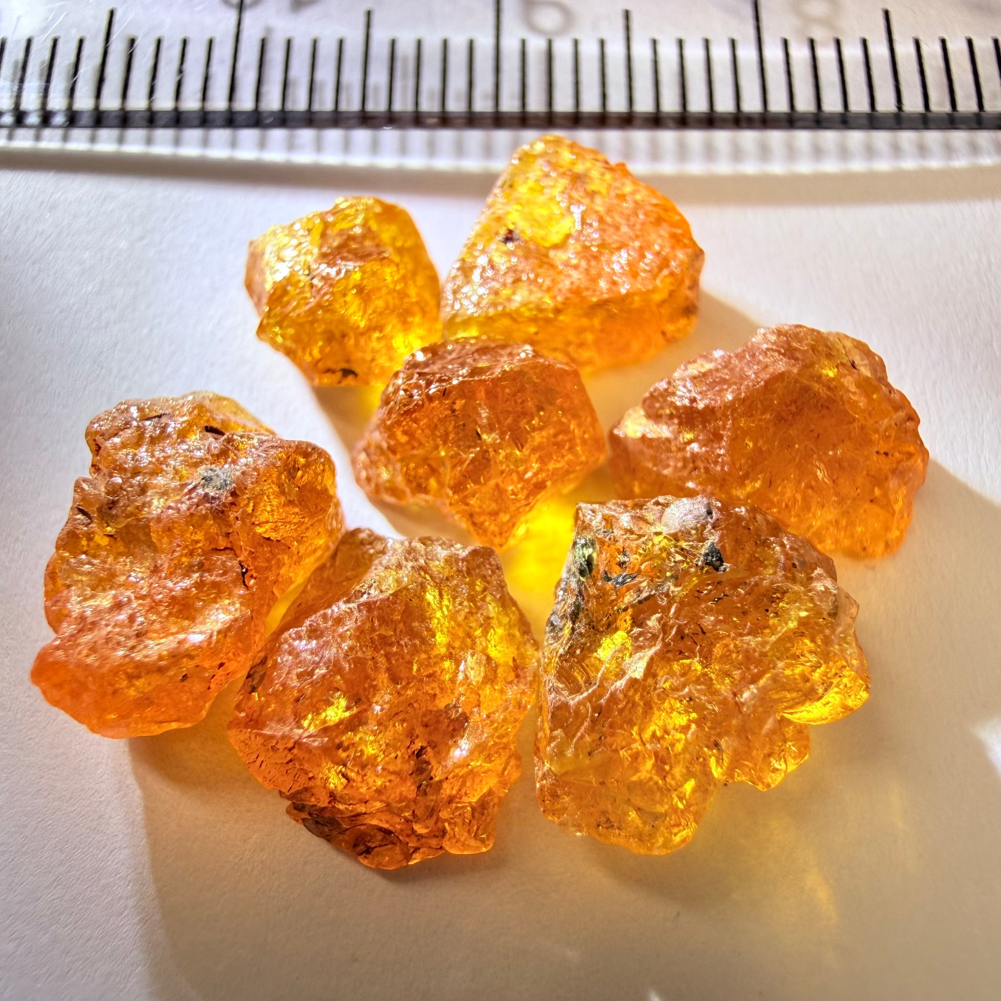Mandarin Spessartite Garnet Cab Grade Lot, 24.52ct, Loliondo, Tanzania, Untreated Unheated, cab grade rough or set them in jewellery as is, first pic is backlit
