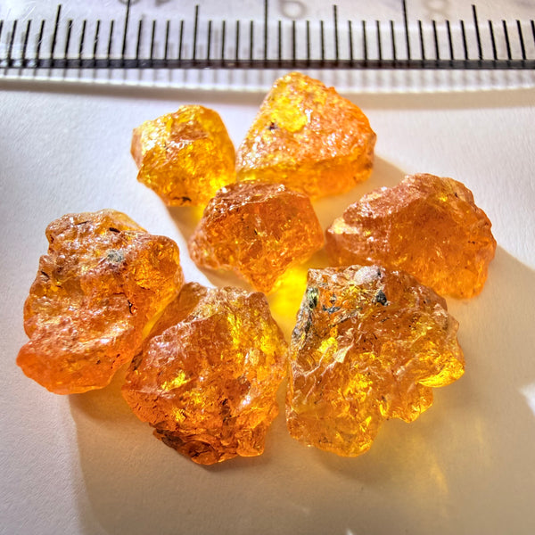 Mandarin Spessartite Garnet Cab Grade Lot, 24.52ct, Loliondo, Tanzania, Untreated Unheated, cab grade rough or set them in jewellery as is, first pic is backlit