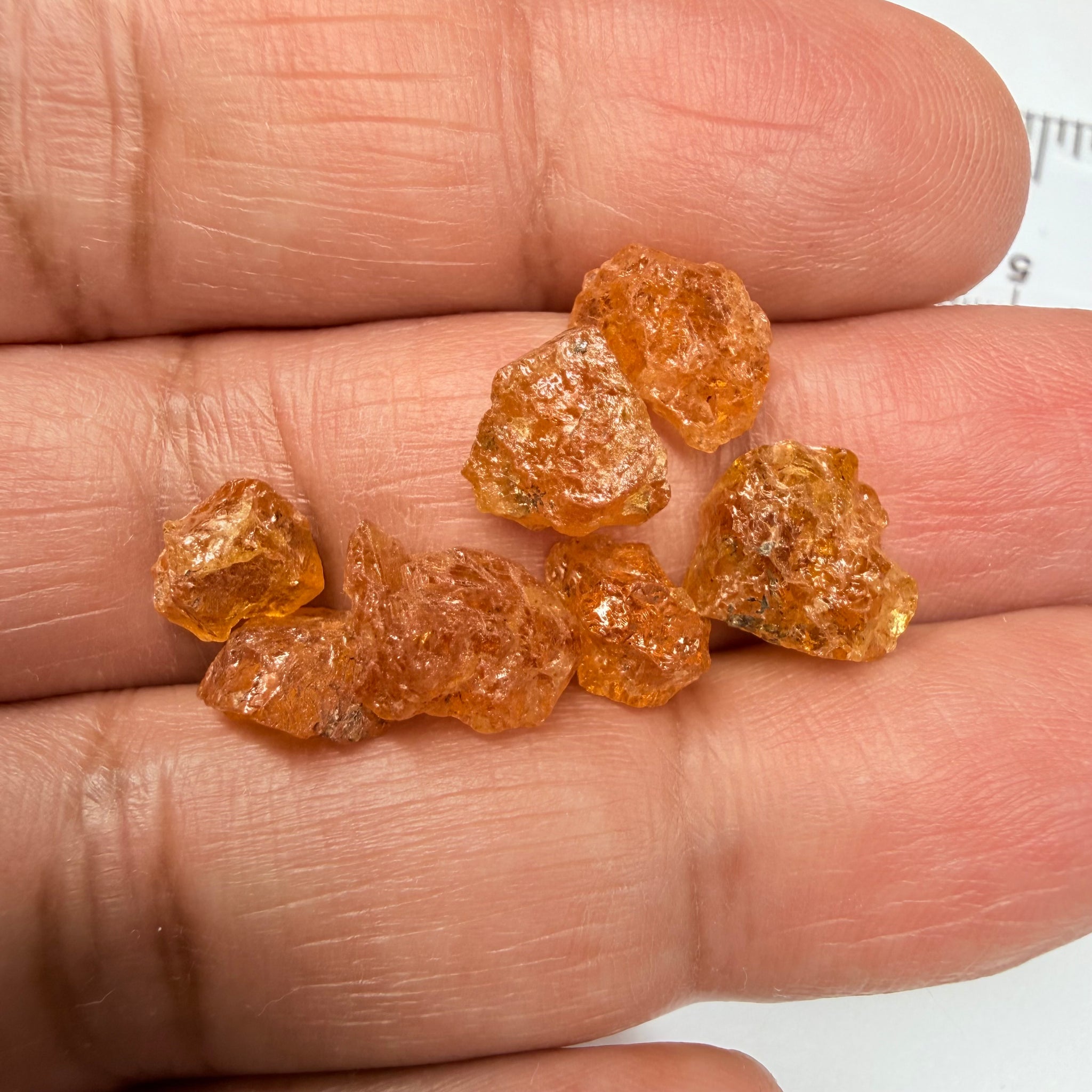 Mandarin Spessartite Garnet Cab Grade Lot, 24.52ct, Loliondo, Tanzania, Untreated Unheated, cab grade rough or set them in jewellery as is, first pic is backlit