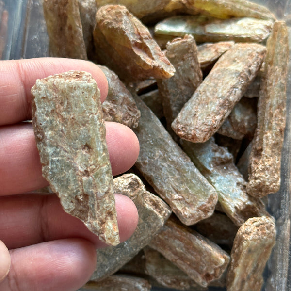 Green Orange Kyanite crystals with Mica. RARE, Tanzania. Per stone, looking for a particular shape, just ask