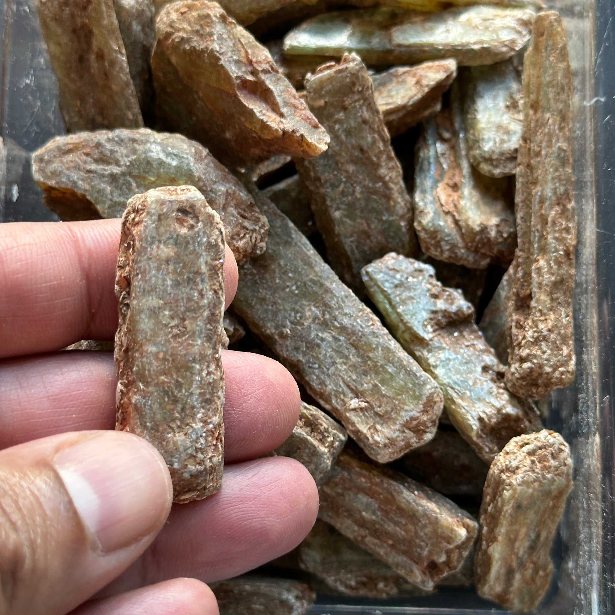 Green Orange Kyanite crystals with Mica. RARE, Tanzania. Per stone, looking for a particular shape, just ask