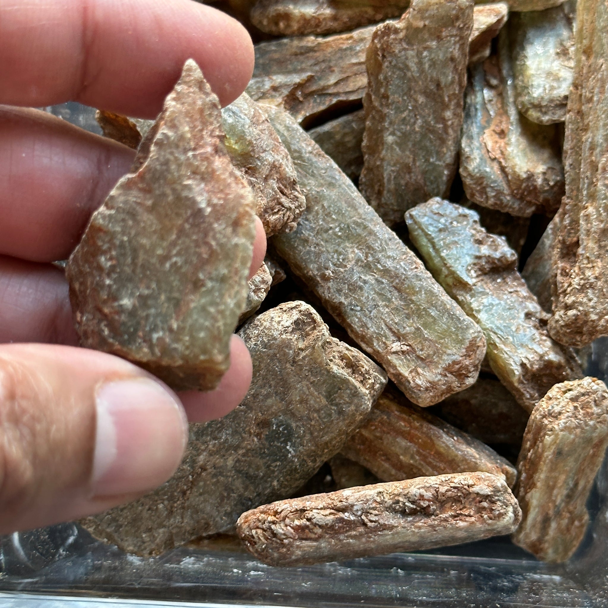 Green Orange Kyanite crystals with Mica. RARE, Tanzania. Per stone, looking for a particular shape, just ask